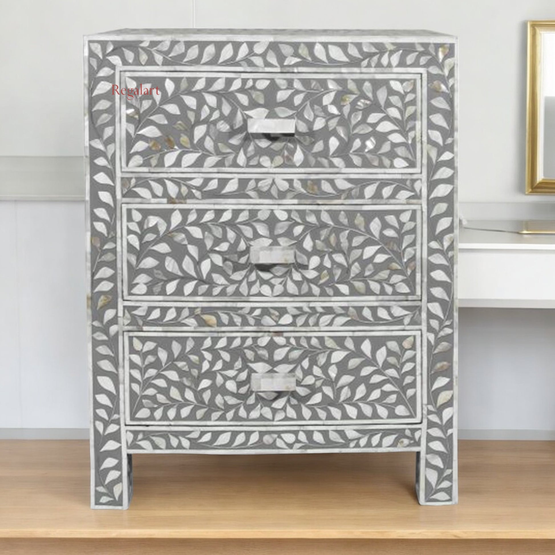 Mother of pearl Bedside Table Nightstand Table Home Floral Petten Bedside Table Decor