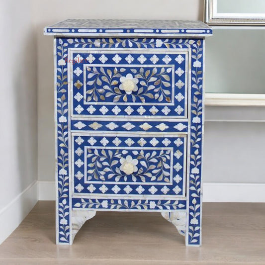 Mother of pearl Bedside Table Handmade Floral Design Nigthstand Side Table Home Decor