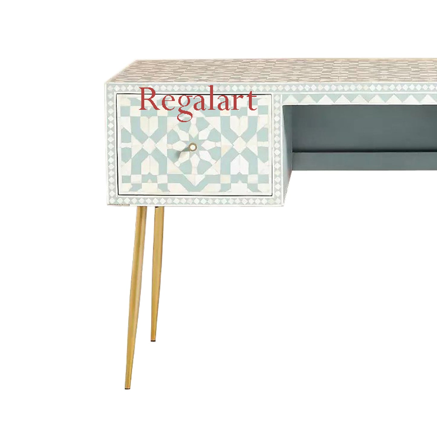 Bone Inlay Work Desk, Bone Inlay Laptop Table Study Table Bedroom Decor Table