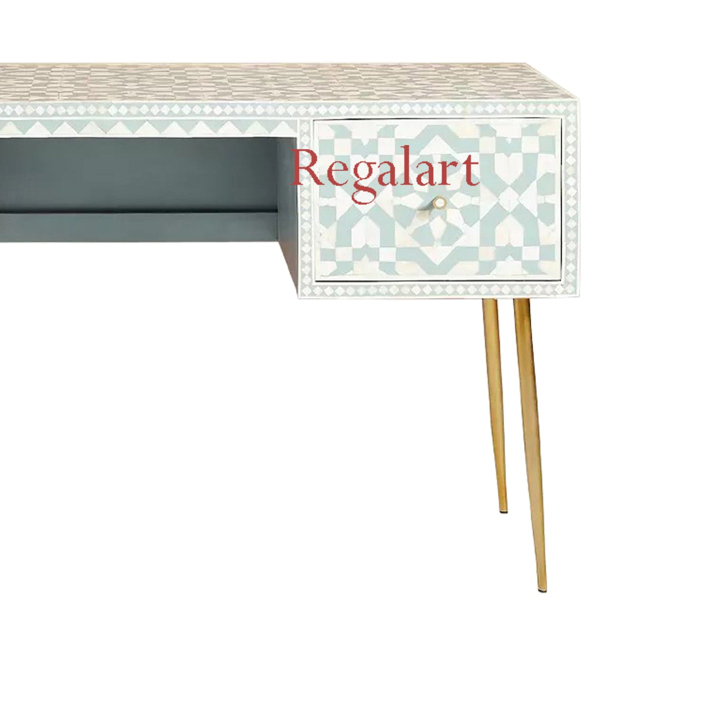 Bone Inlay Work Desk, Bone Inlay Laptop Table Study Table Bedroom Decor Table