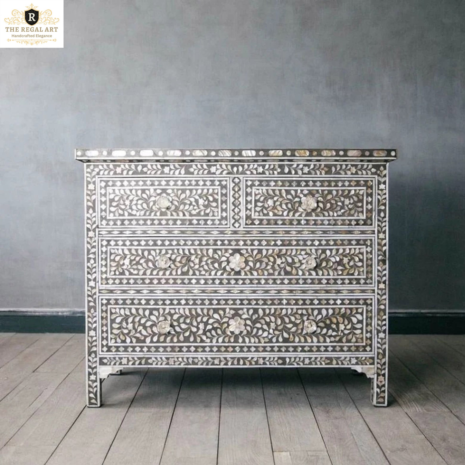 Mother of Pearl Inlay Chest of Drawer, MOP Inlay Dresser, Sideboard Vintage Bedroom Decor Dresser