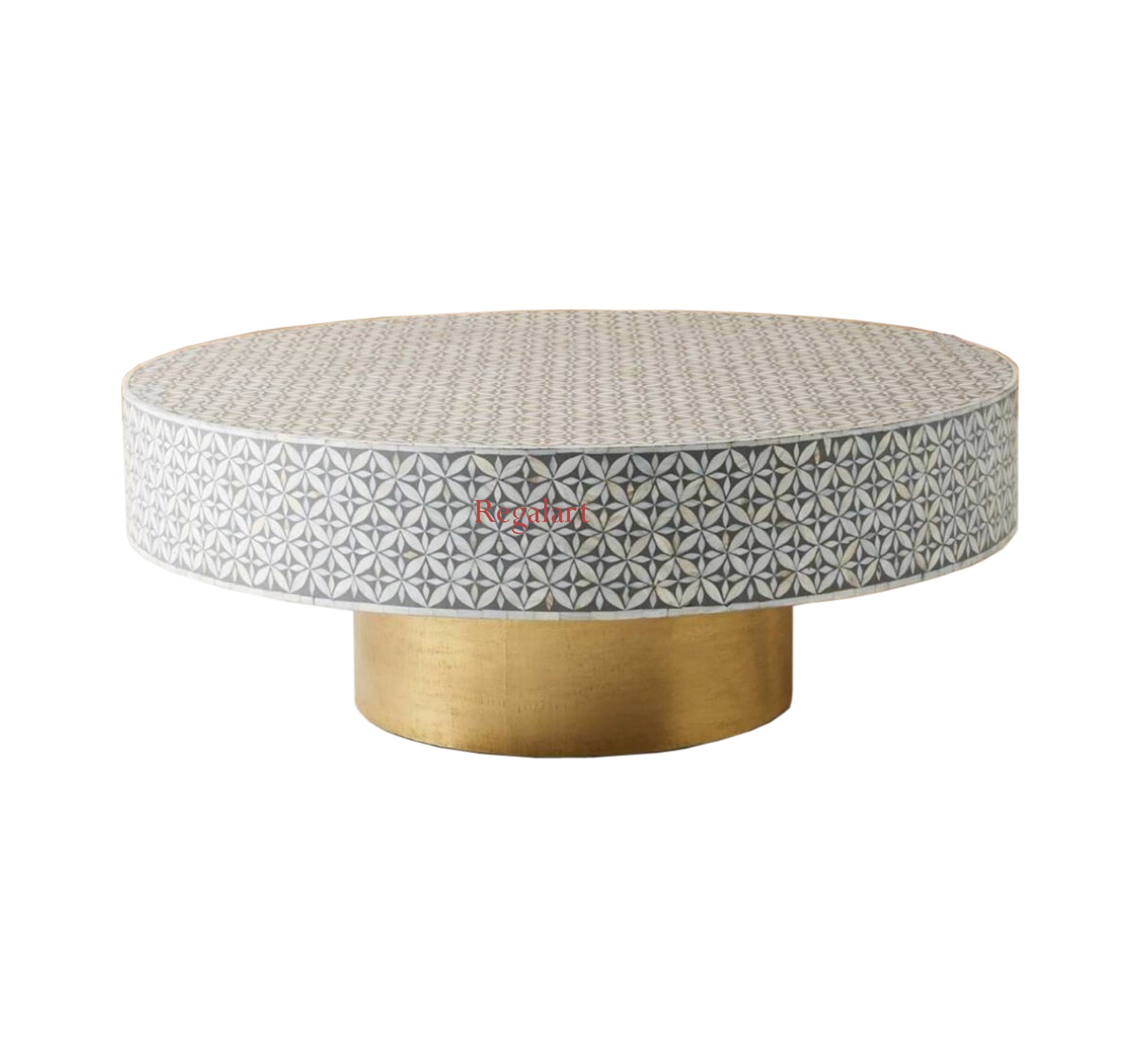 Bone Inlay Unique Design Coffee Table, Centre Table, Bone Round Table Home Decor Art