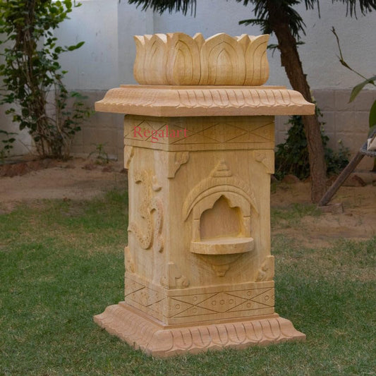 Handcrafted Marble Tulsi Planter Stand | Elegant Tulsi Pot for Home & Garden Décor | Spiritual Marble Tulsi Planter