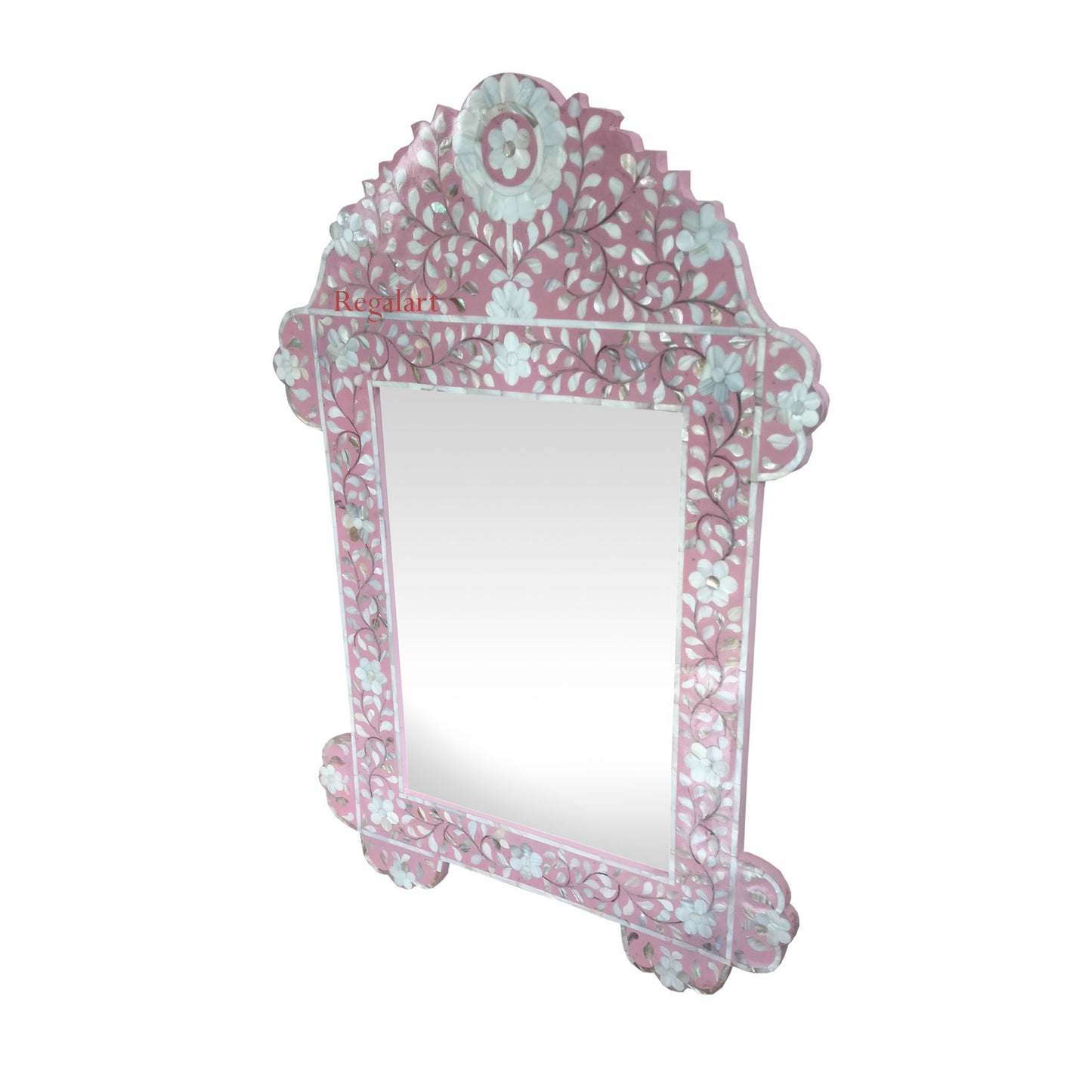 Mother of Pearl Mirror Frame Floral Patten Bathroom Wall Decor Mirror Home Gift Art