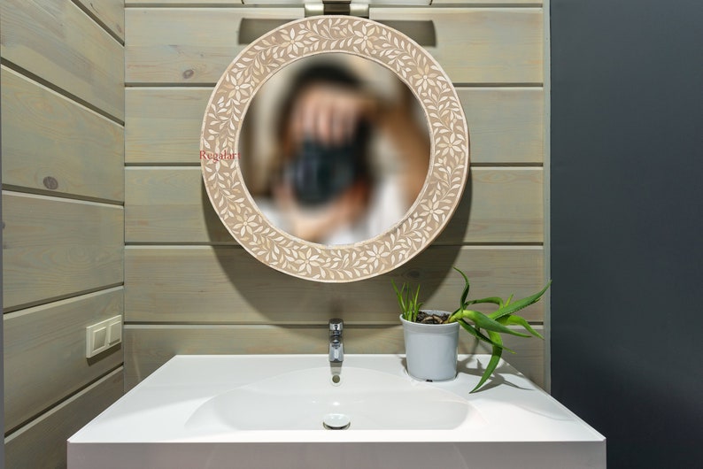 Bone Inlay Mirror Frame Home Decor Handmade Wall Hanging Mirror Frame Gift