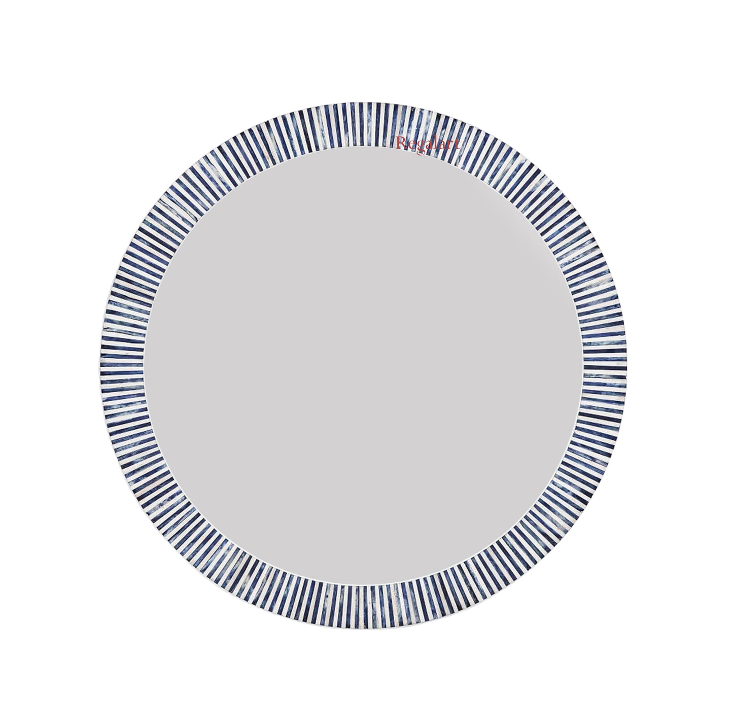 Blue Bone Inlay Striped Design Wall Mirror frame Round Pattern Bathroom end Bedroom Decor Mirror Frame