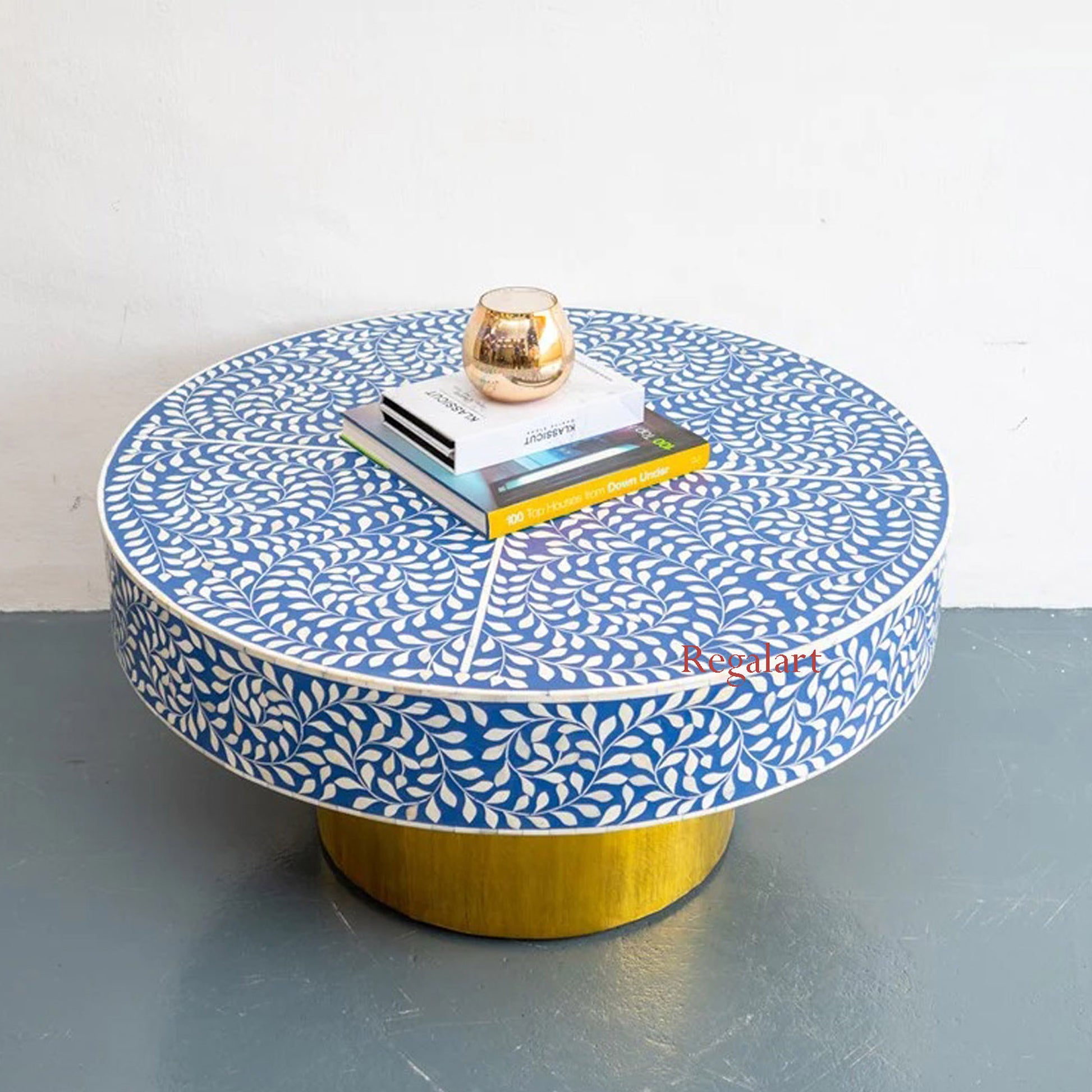 Bone Inlay Round coffee table floral pettan coffee table Home Decor