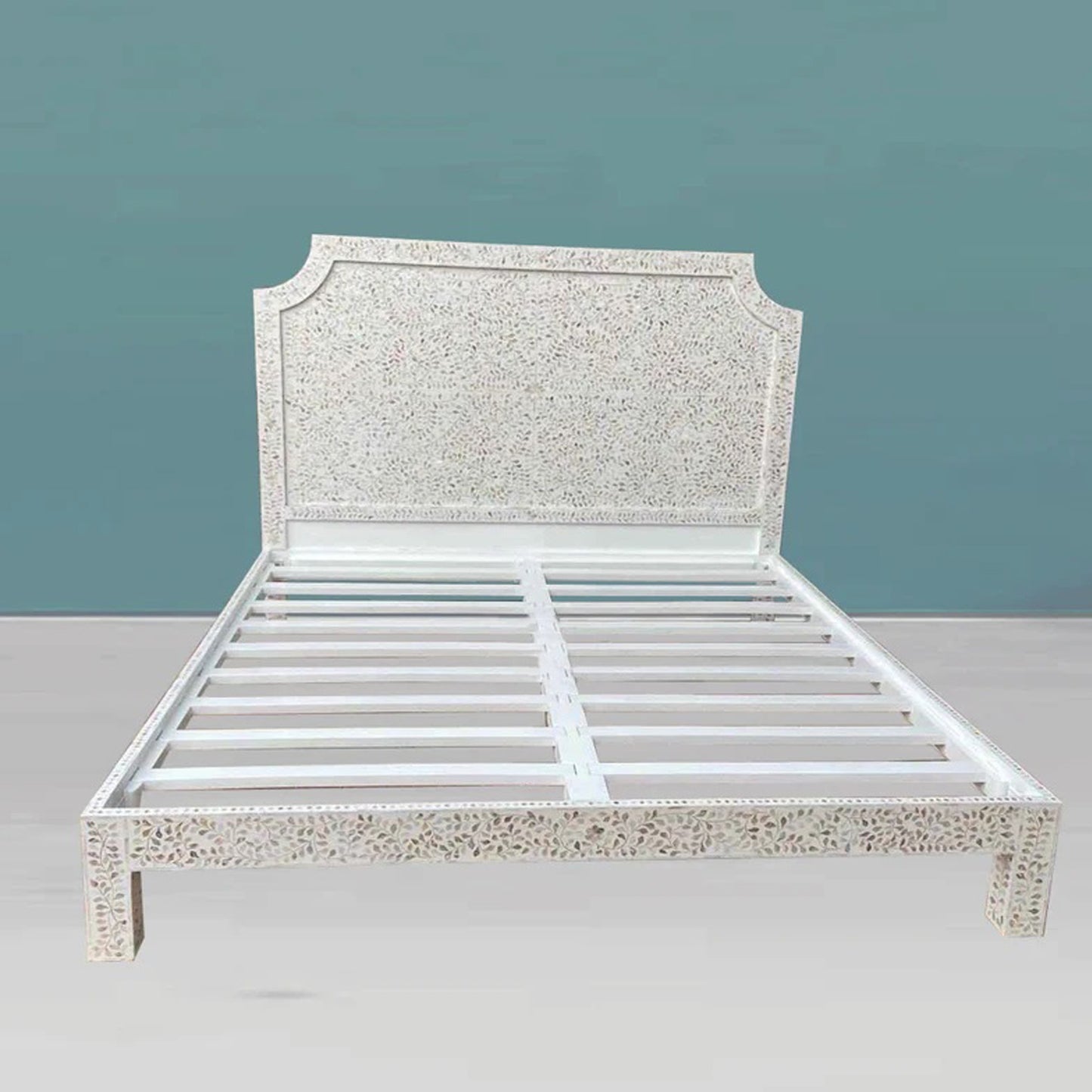 Handmade Beautiful Look King And Queen Size Bed, MOP Inlay Bed, Bedroom Décor, Floral Pattern Bed, Bedroom Decor Style Bedroom Furniture