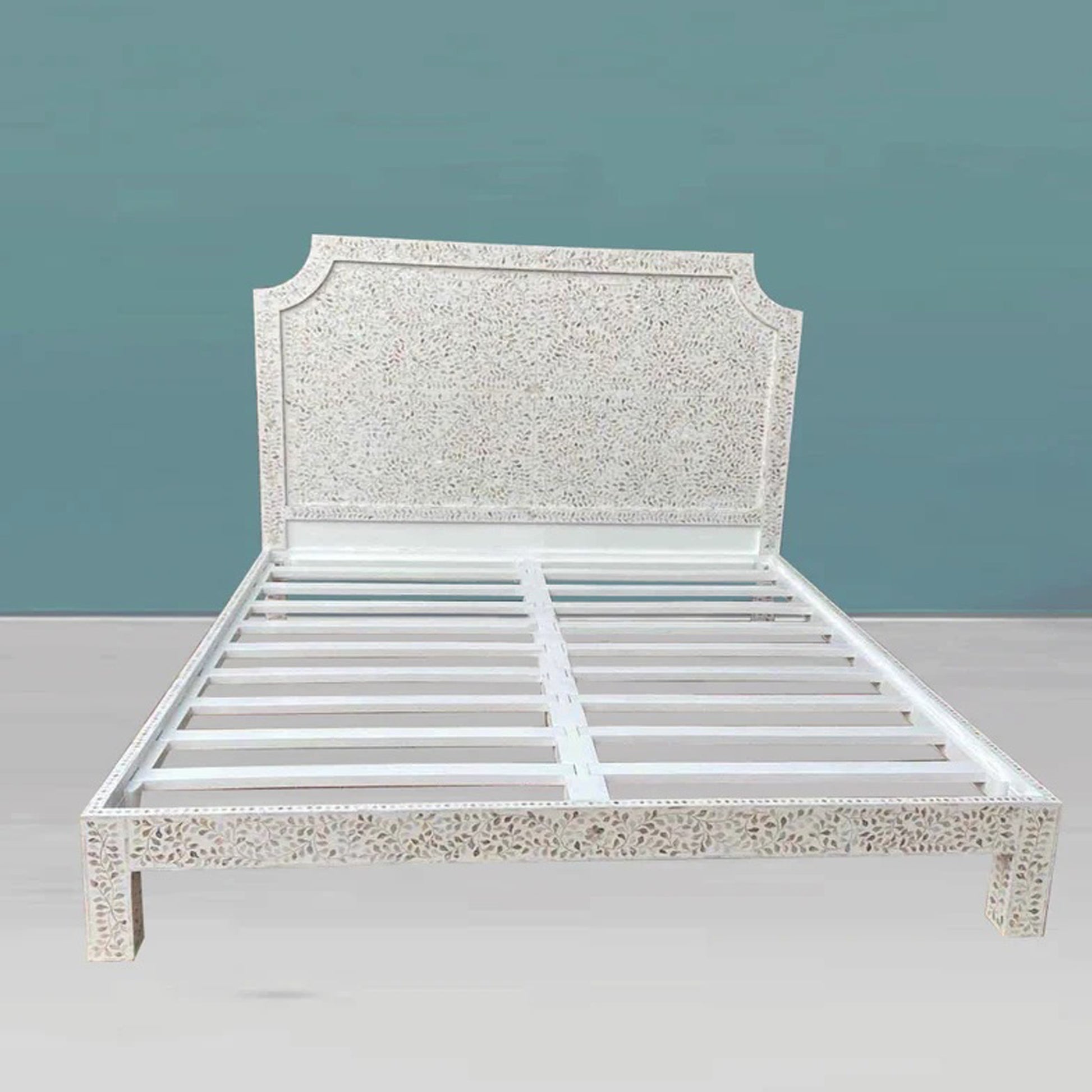 Handmade Beautiful Look King And Queen Size Bed, MOP Inlay Bed, Bedroom Décor, Floral Pattern Bed, Bedroom Decor Style Bedroom Furniture
