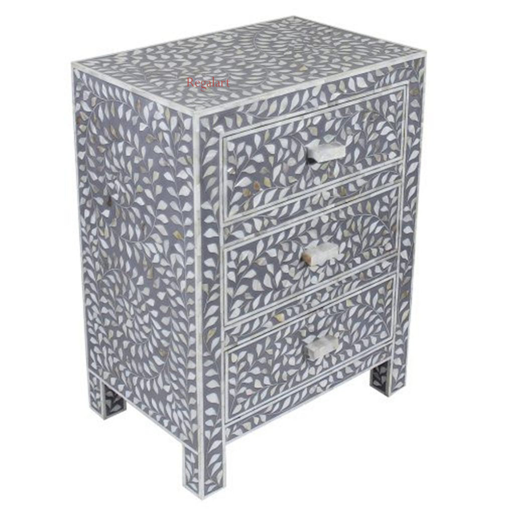 Mother of pearl Bedside Table Nightstand Table Home Floral Petten Bedside Table Decor