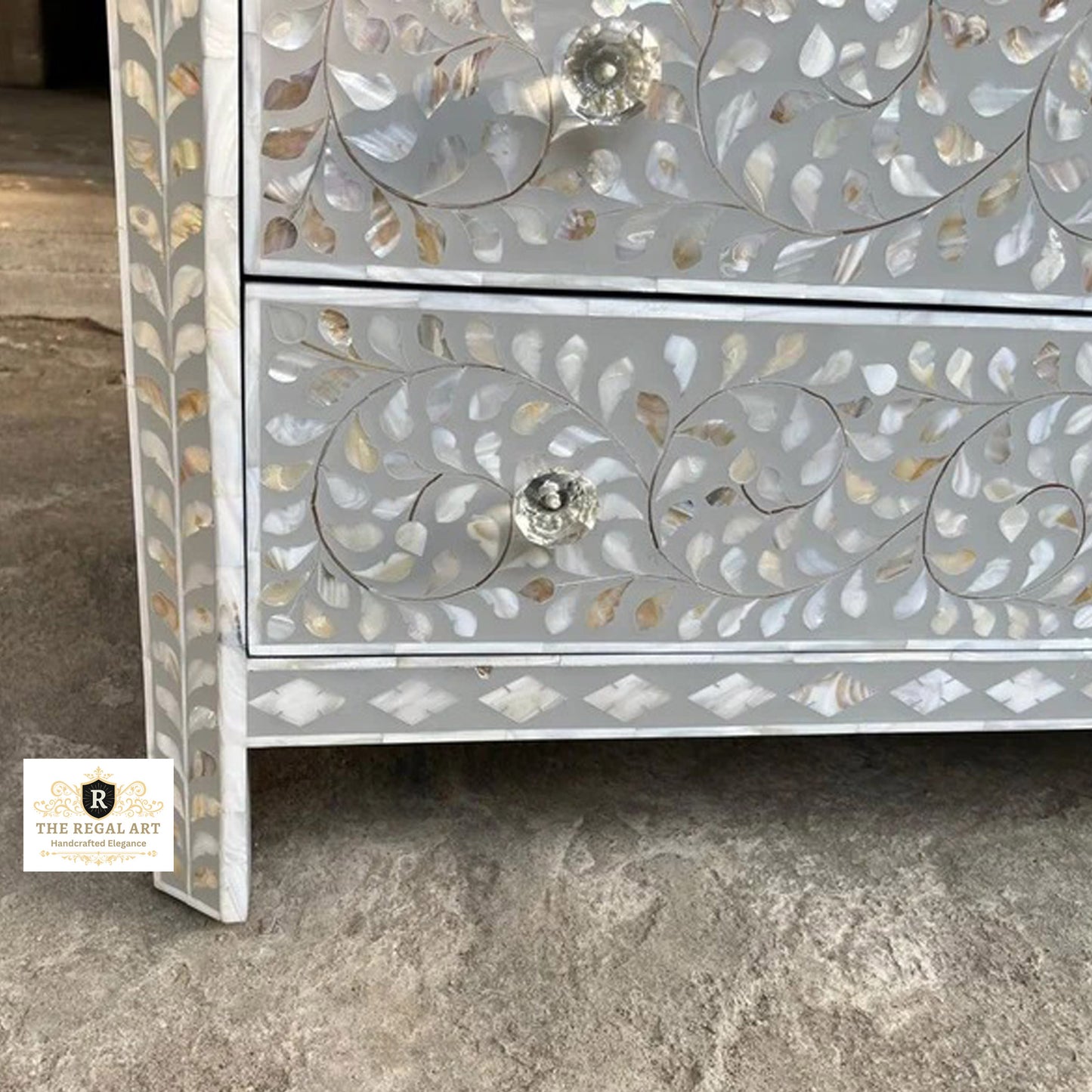Mother of Pearl Inlay Chest of Drawers, MOP Inlay Dresser,MOP Sideboard,Mother of Pearl Inlay Furniture, Mother of Pearl Three Drawer Dresser