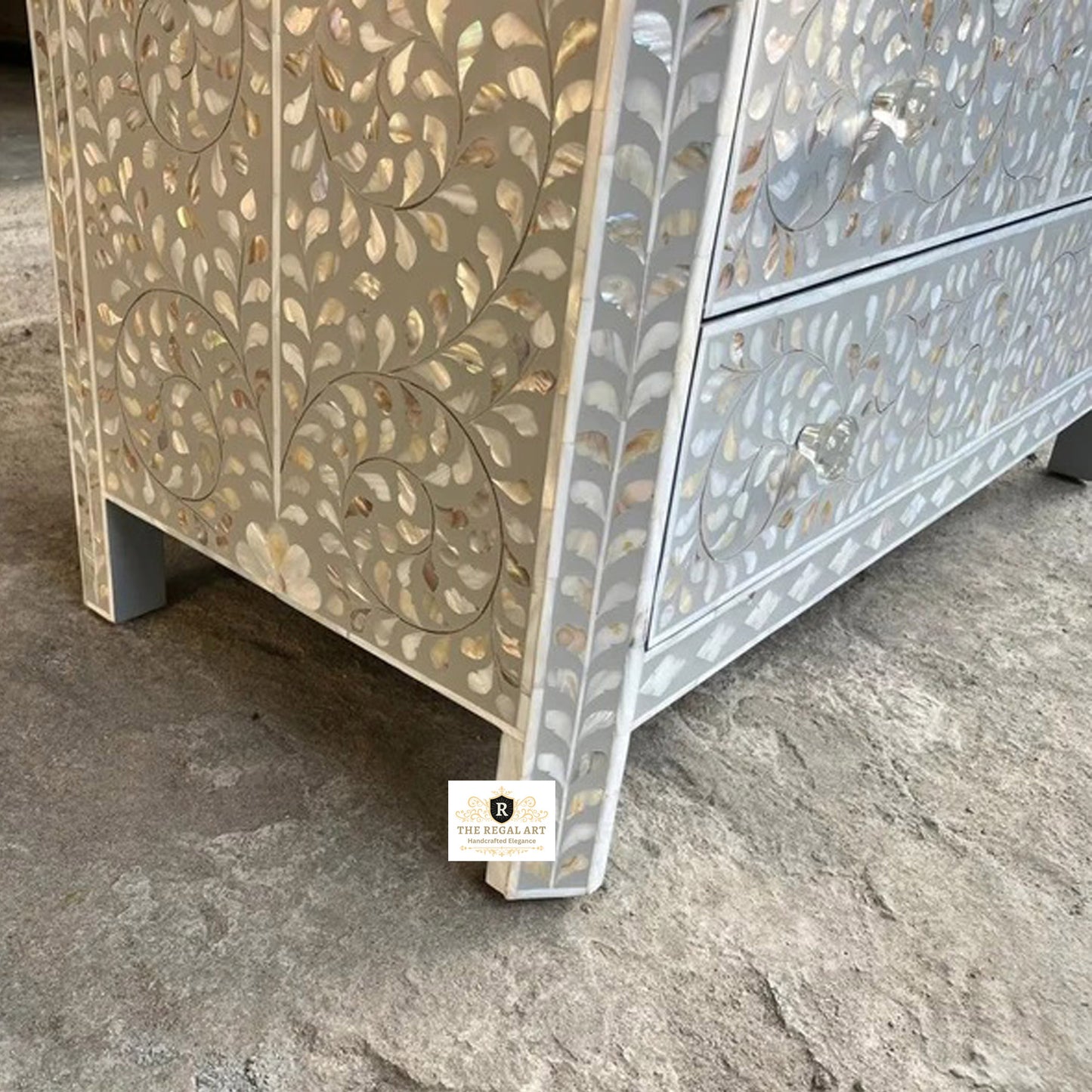 Mother of Pearl Inlay Chest of Drawers, MOP Inlay Dresser,MOP Sideboard,Mother of Pearl Inlay Furniture, Mother of Pearl Three Drawer Dresser