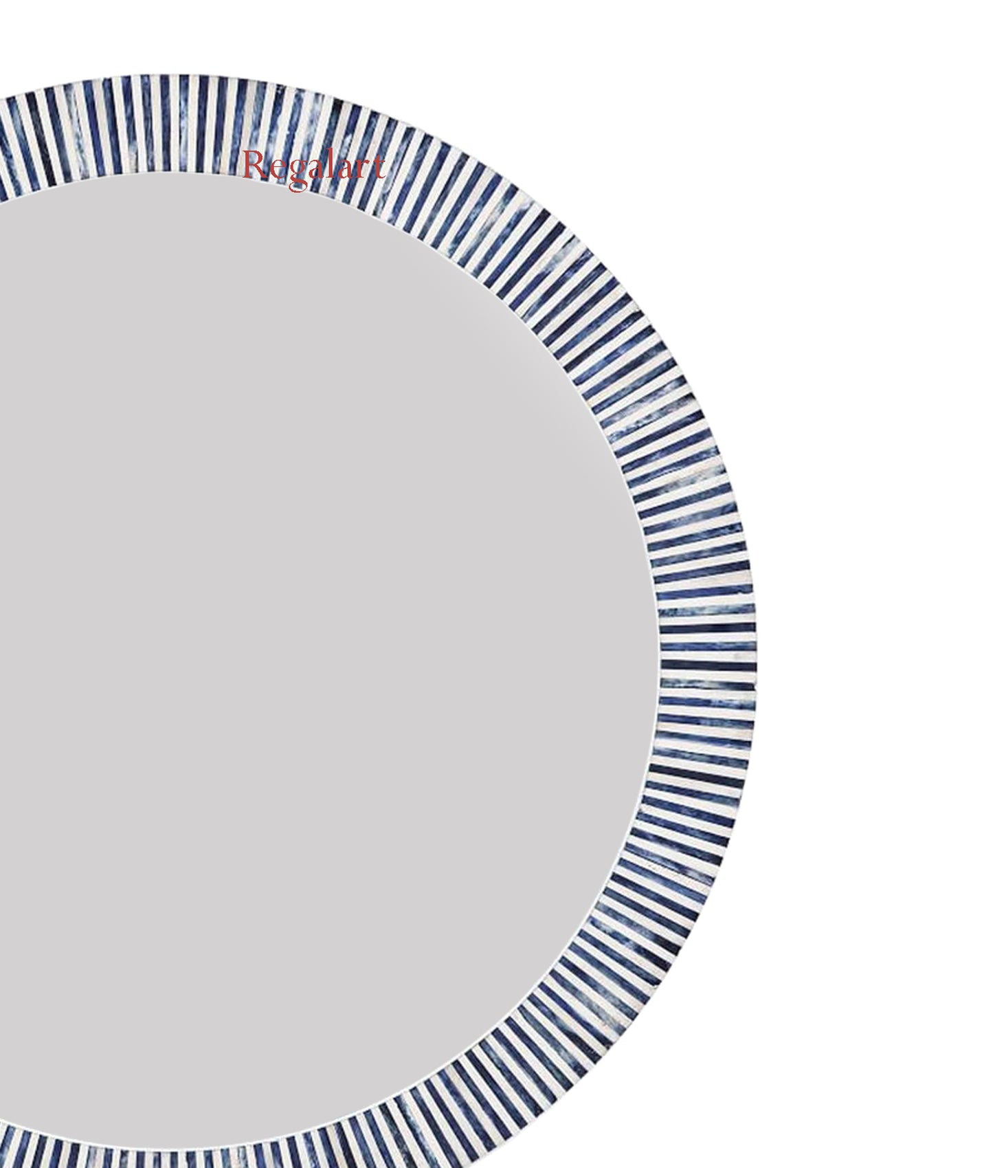 Blue Bone Inlay Striped Design Wall Mirror frame Round Pattern Bathroom end Bedroom Decor Mirror Frame