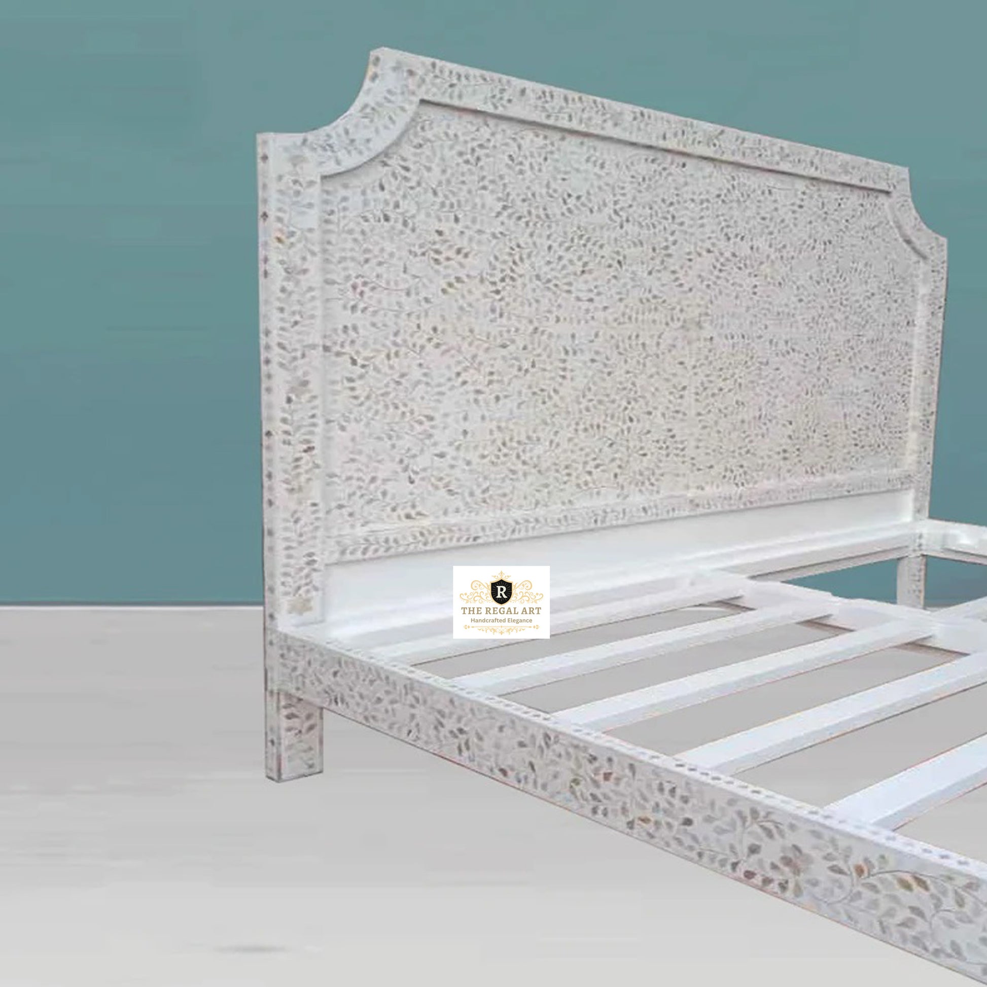 Handmade Beautiful Look King And Queen Size Bed, MOP Inlay Bed, Bedroom Décor, Floral Pattern Bed, Bedroom Decor Style Bedroom Furniture