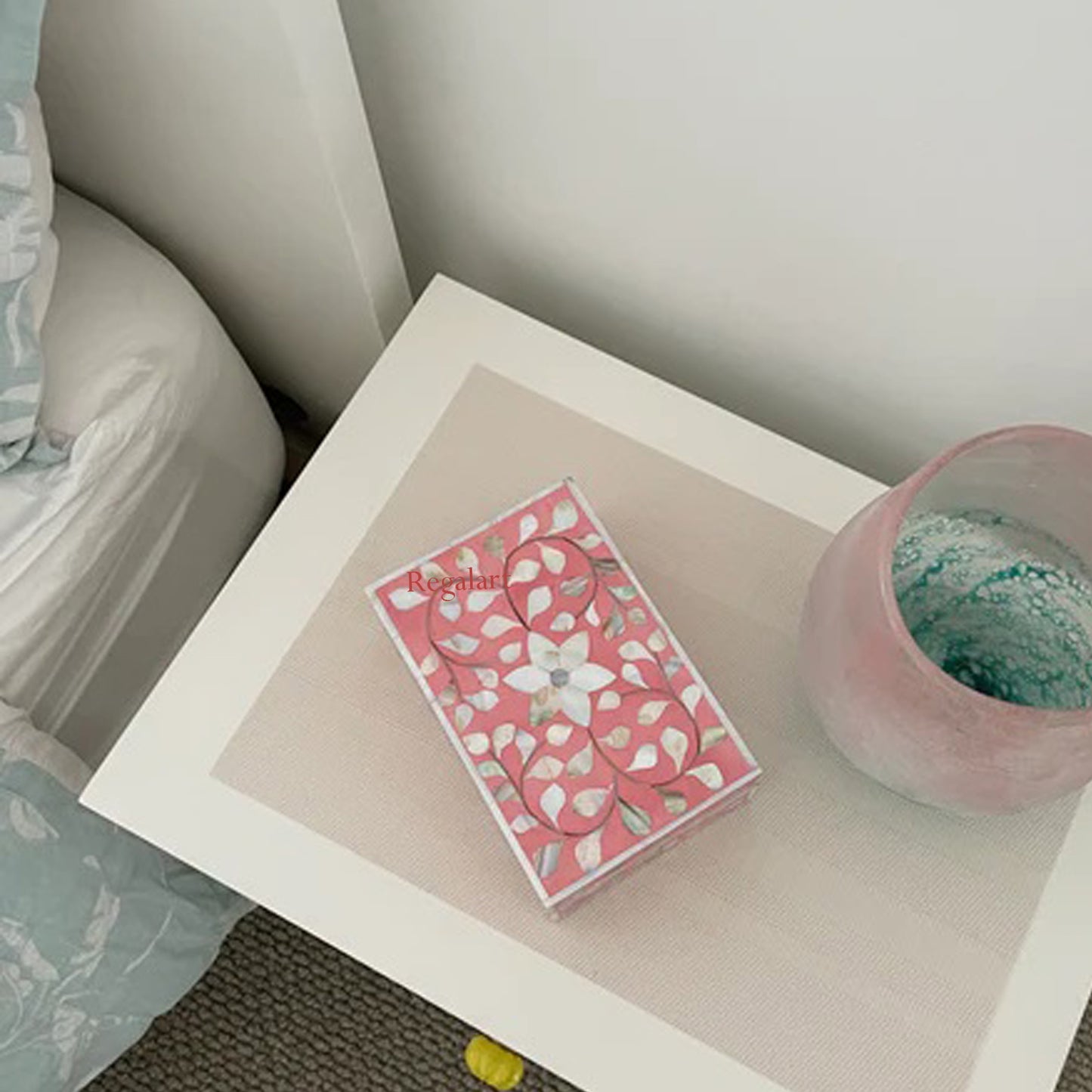 Mother of pearl Inlay Jewelry Box With a Floral Design Storage Handmade For Home Decor Gift Box