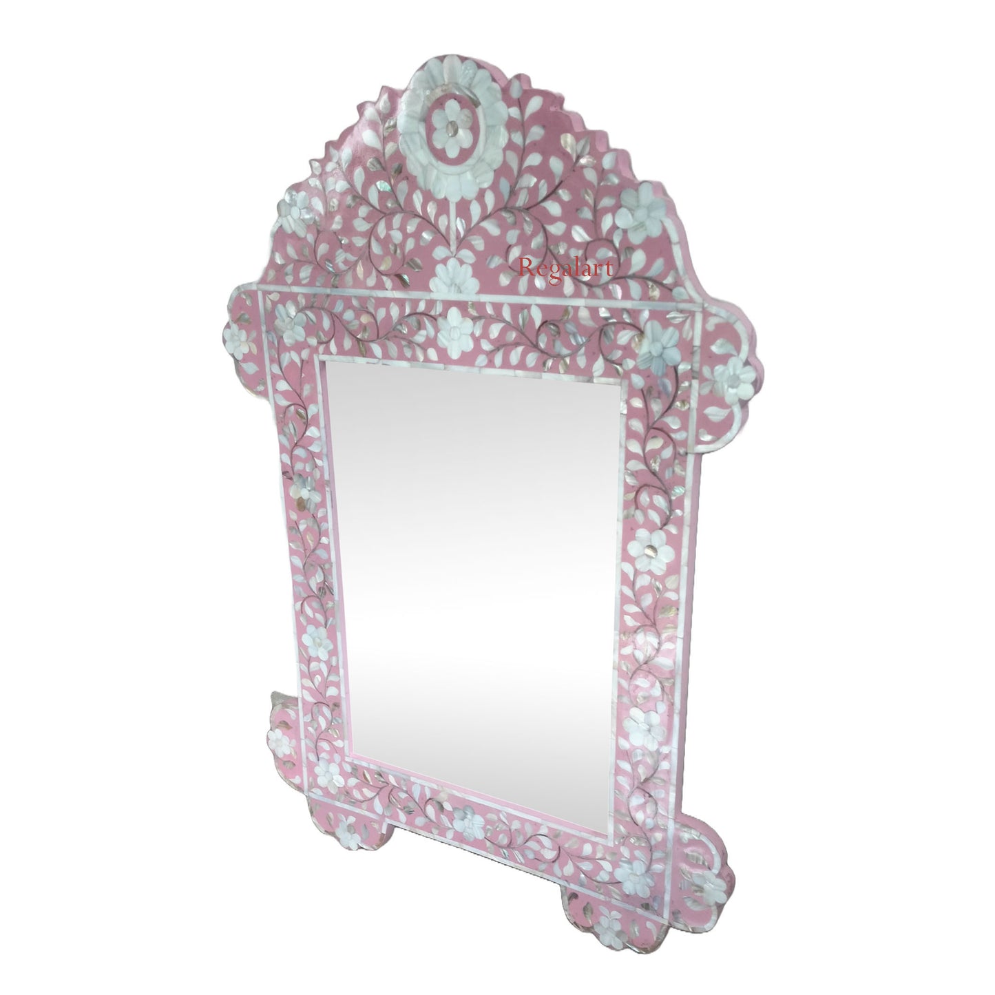 Mother of Pearl Mirror Frame Floral Patten Bathroom Wall Decor Mirror Home Gift Art