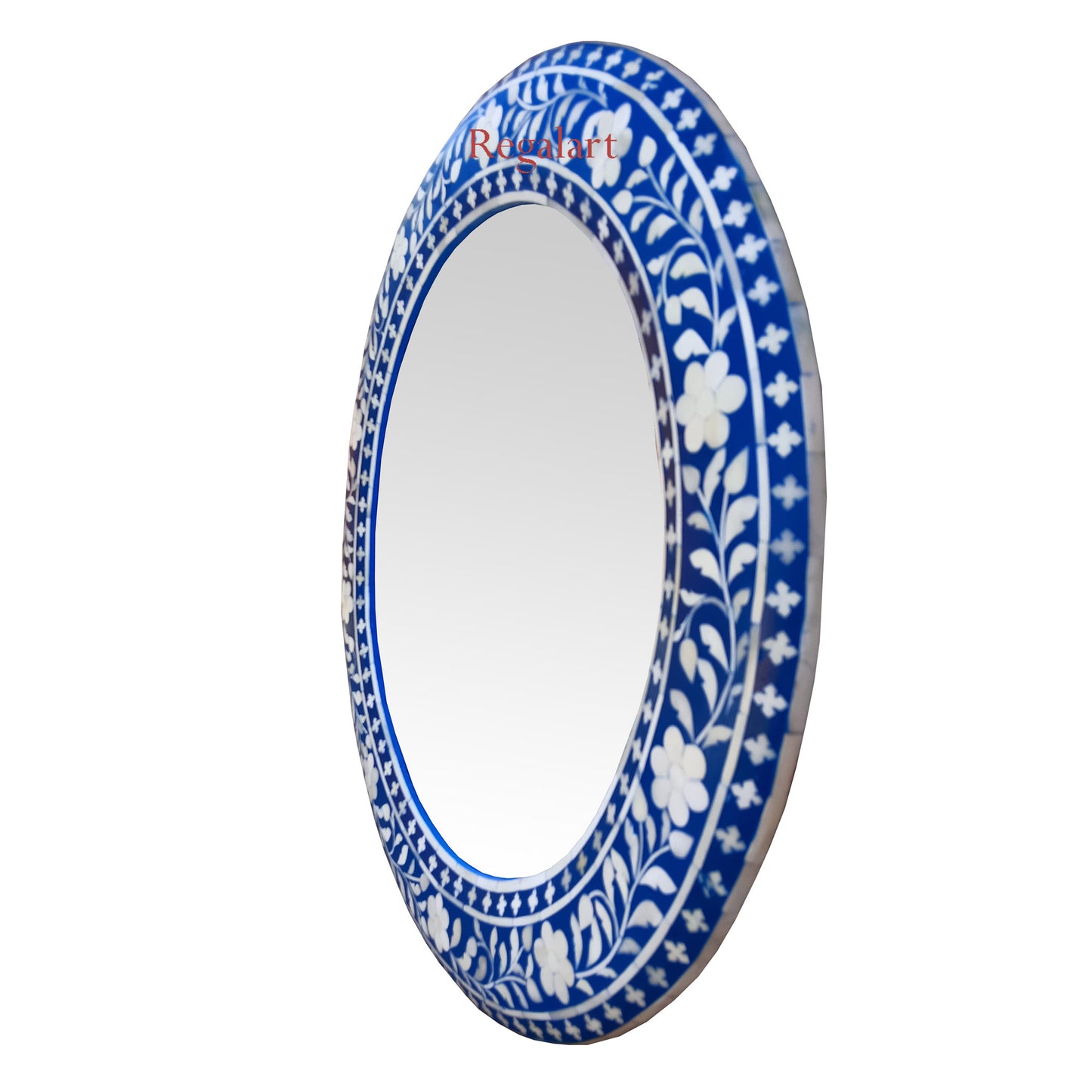 Wall Mirror Frame Handmade Bone Inlay Floral Pattern Bedroom end Home Decor