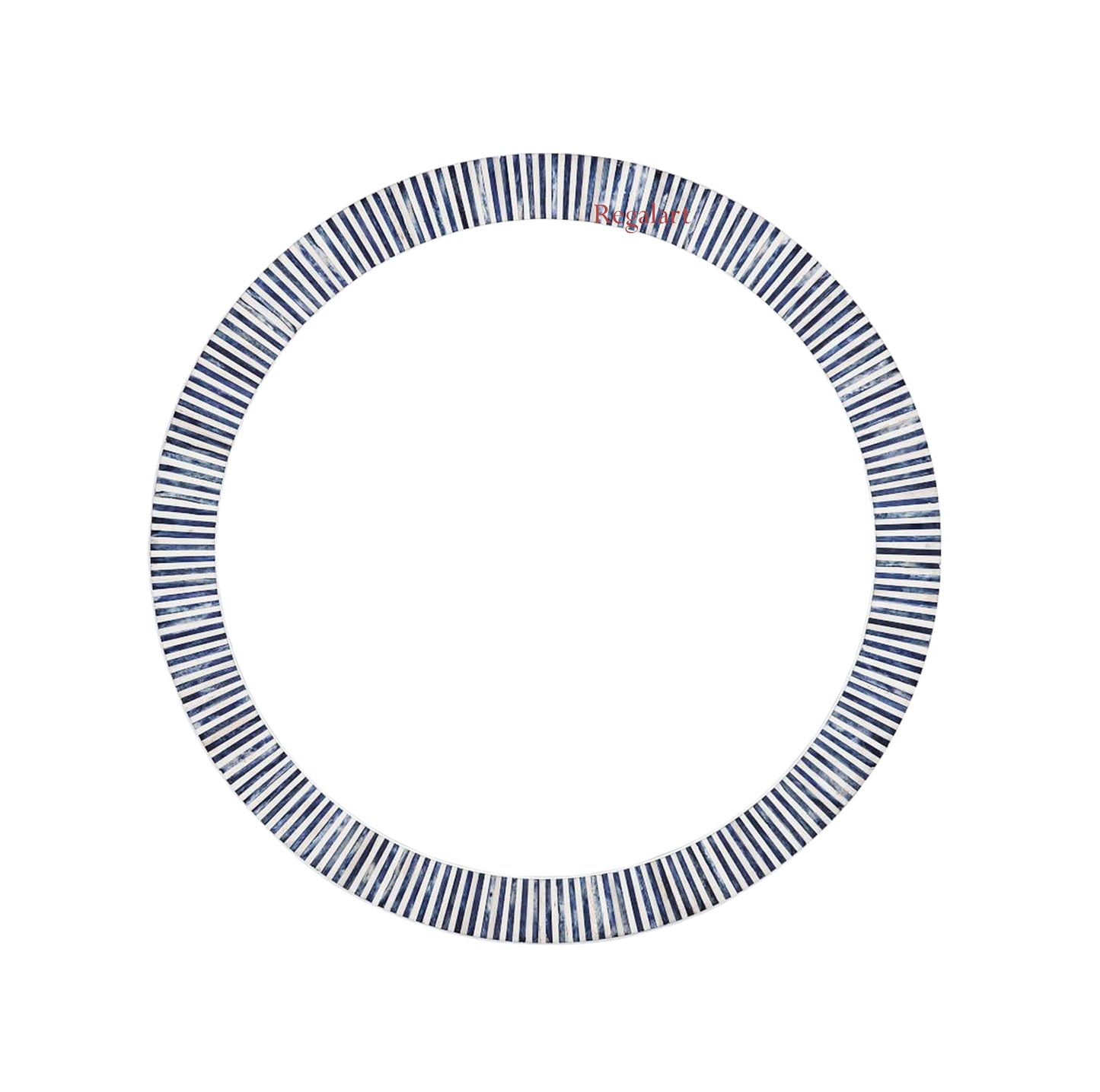 Blue Bone Inlay Striped Design Wall Mirror frame Round Pattern Bathroom end Bedroom Decor Mirror Frame