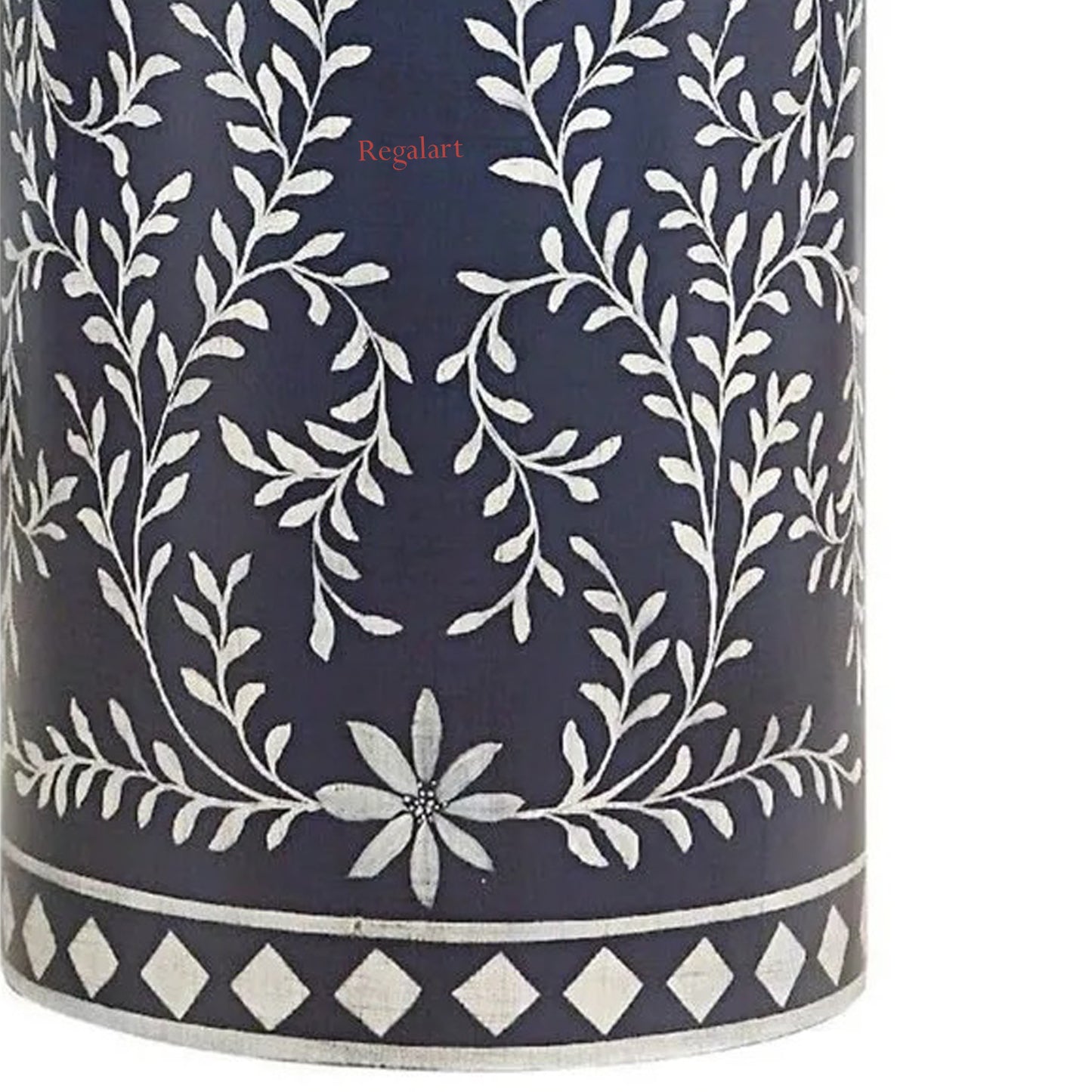 Handmade Bone Inlay Stool Nightstand Round Tables Floral Pattern end Table Home Decor