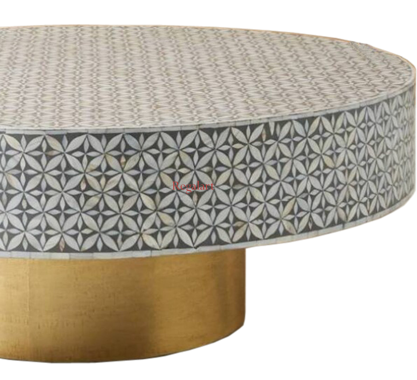 Bone Inlay Unique Design Coffee Table, Centre Table, Bone Round Table Home Decor Art