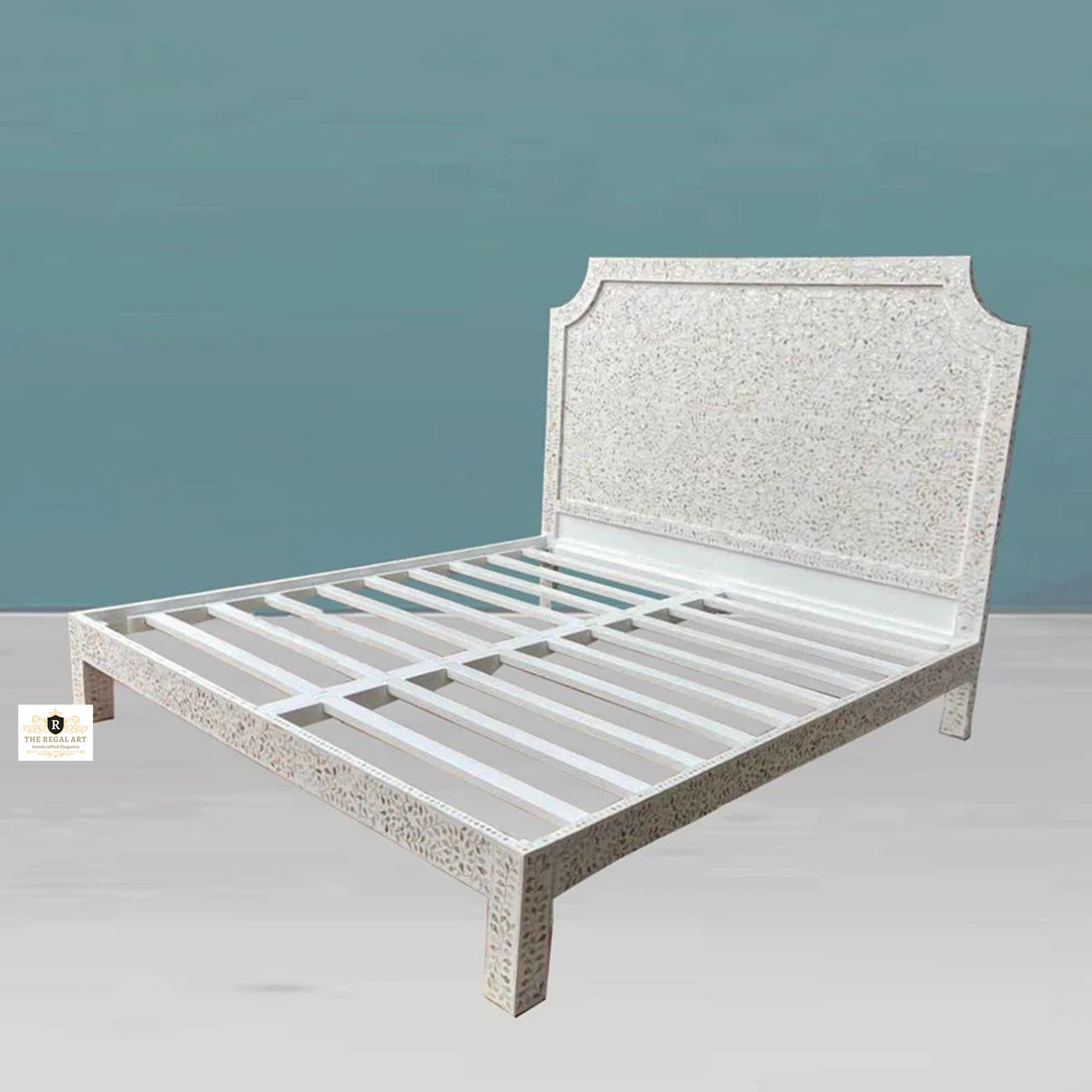 Handmade Beautiful Look King And Queen Size Bed, MOP Inlay Bed, Bedroom Décor, Floral Pattern Bed, Bedroom Decor Style Bedroom Furniture