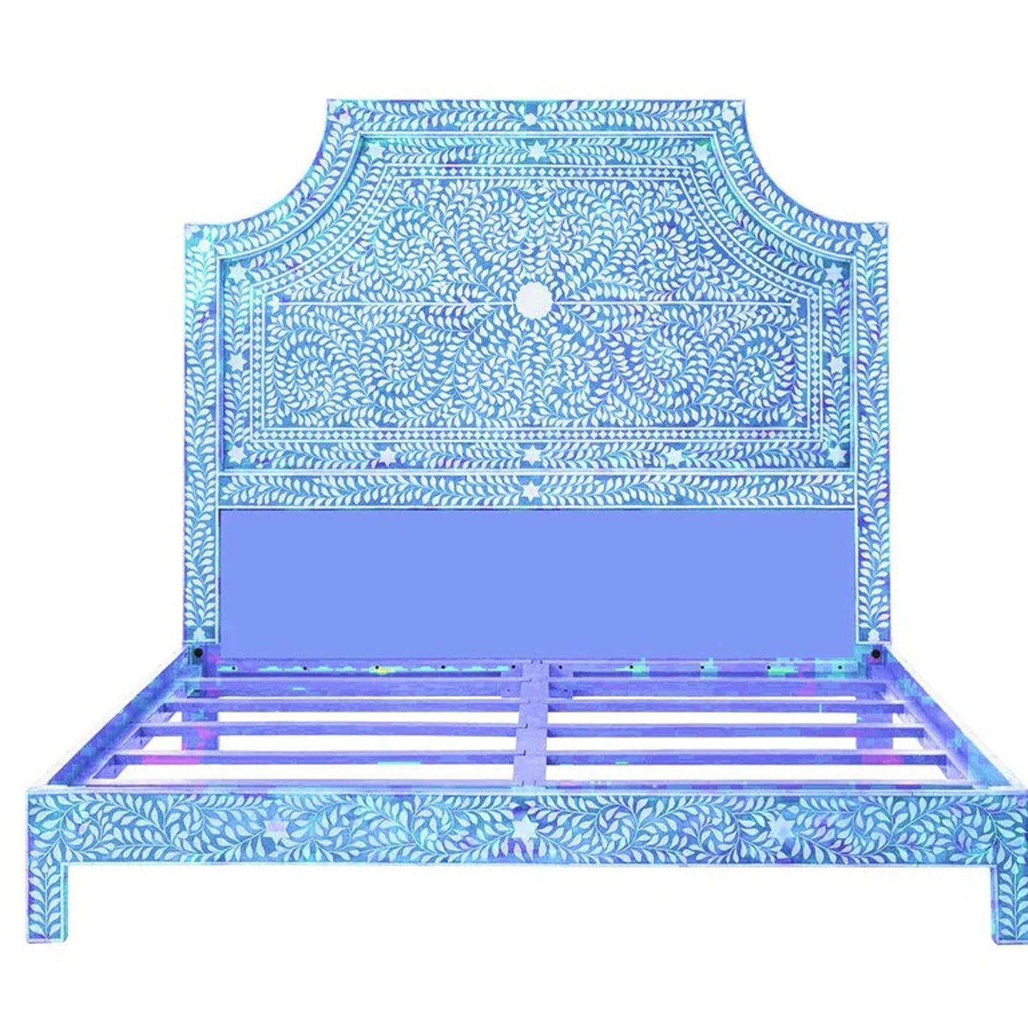 Handmade Beautiful Look King And Queen Size Bed, Bone Inlay Bed, Bedroom Décor, Floral Pattern Bed, Bedroom Decor Style Bedroom Furniture