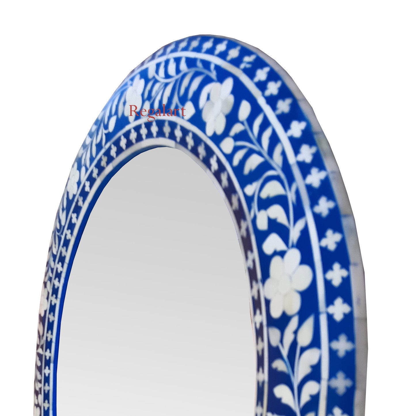 Wall Mirror Frame Handmade Bone Inlay Floral Pattern Bedroom end Home Decor