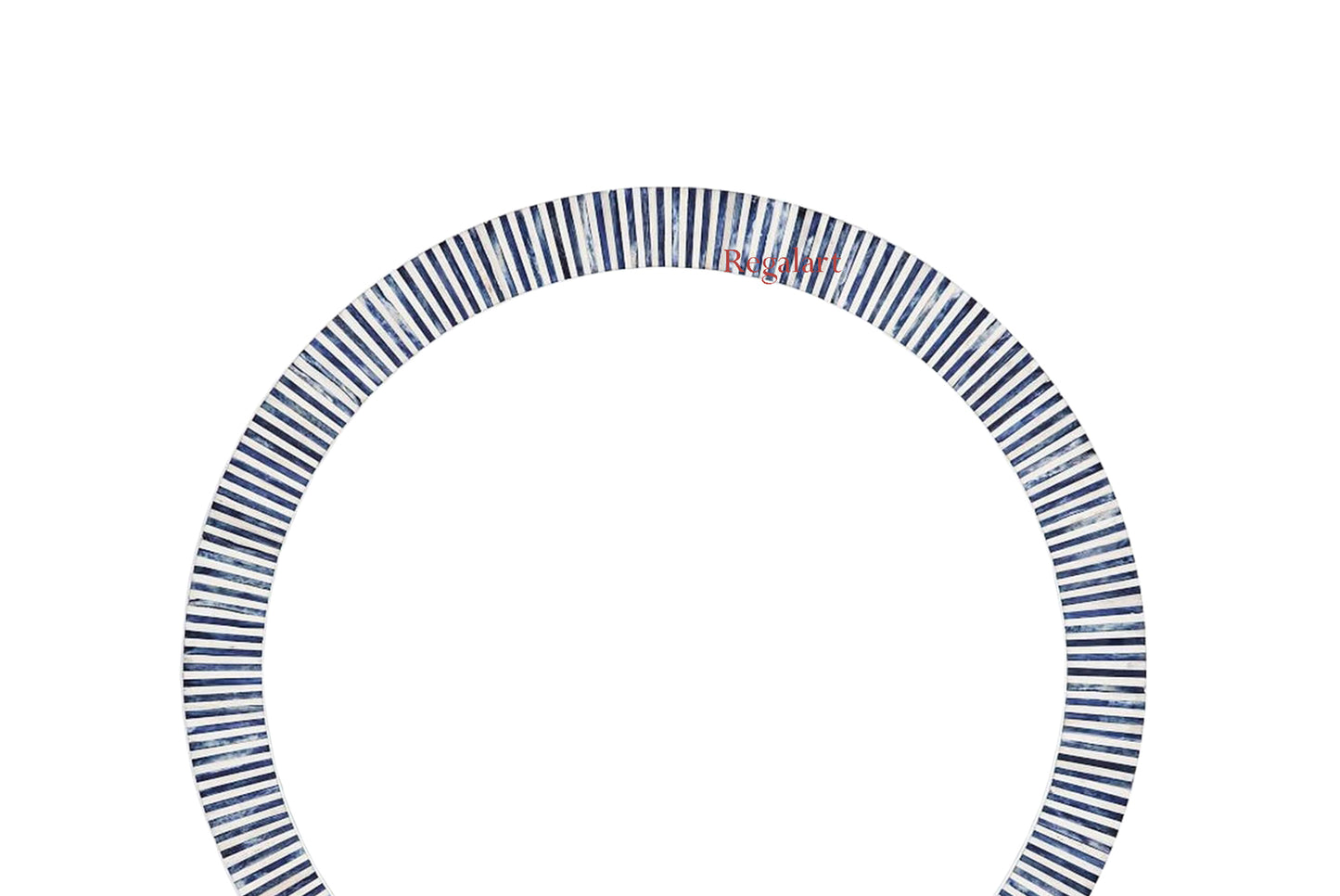 Blue Bone Inlay Striped Design Wall Mirror frame Round Pattern Bathroom end Bedroom Decor Mirror Frame