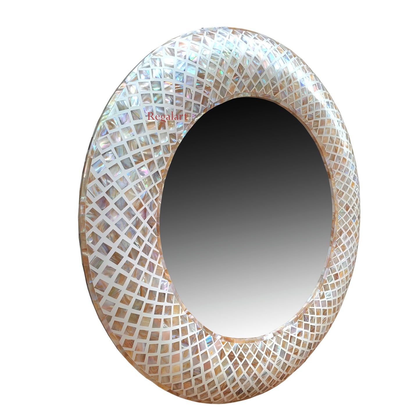 Mother Of Pearl Inlay Wall Hanging Mirror frame Unique Pattern Bedroom End Home decor Art