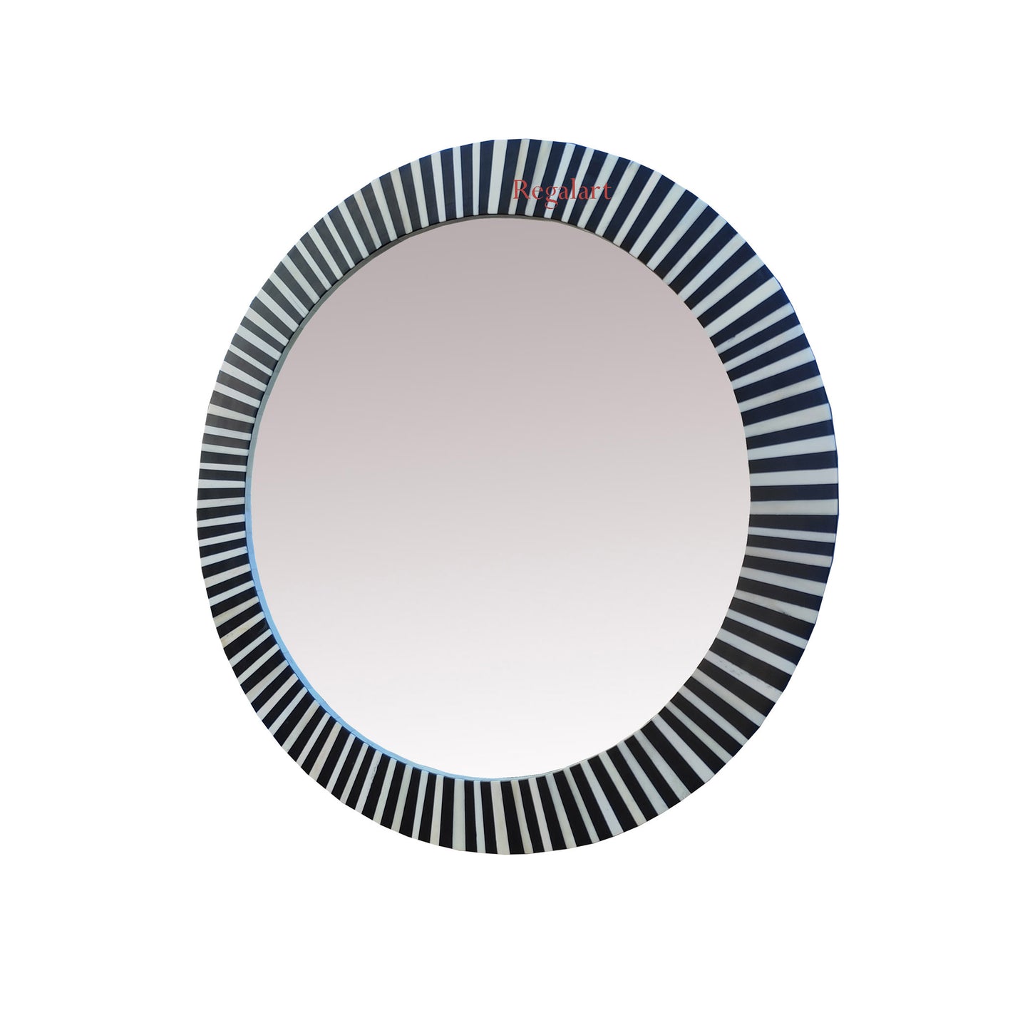 Round Wall Decor Mirror Frame With Bone Inlay Unique Pattern Home Decorative Wall Mirror
