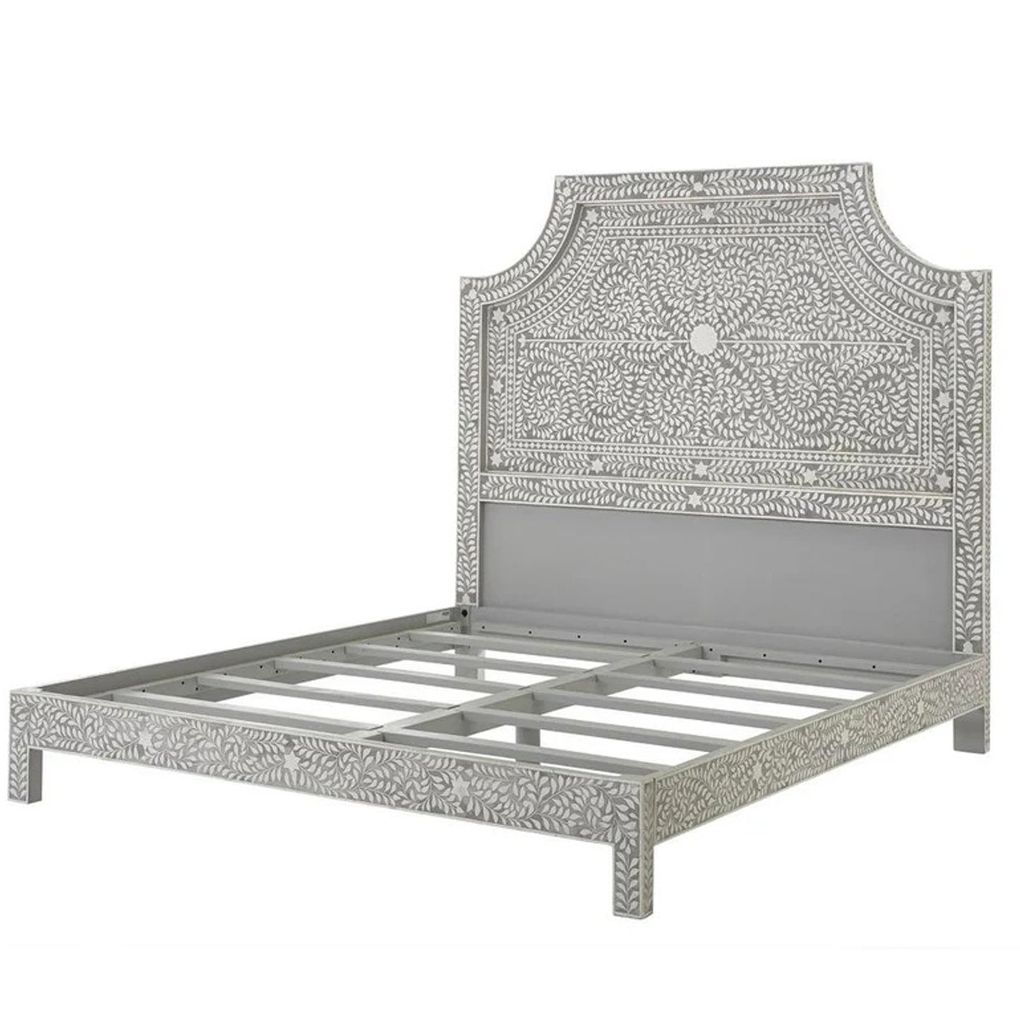 Handmade Beautiful Look King And Queen Size Bed, Bone Inlay Bed, Bedroom Décor, Floral Pattern Bed, Bedroom Decor Style Bedroom Furniture