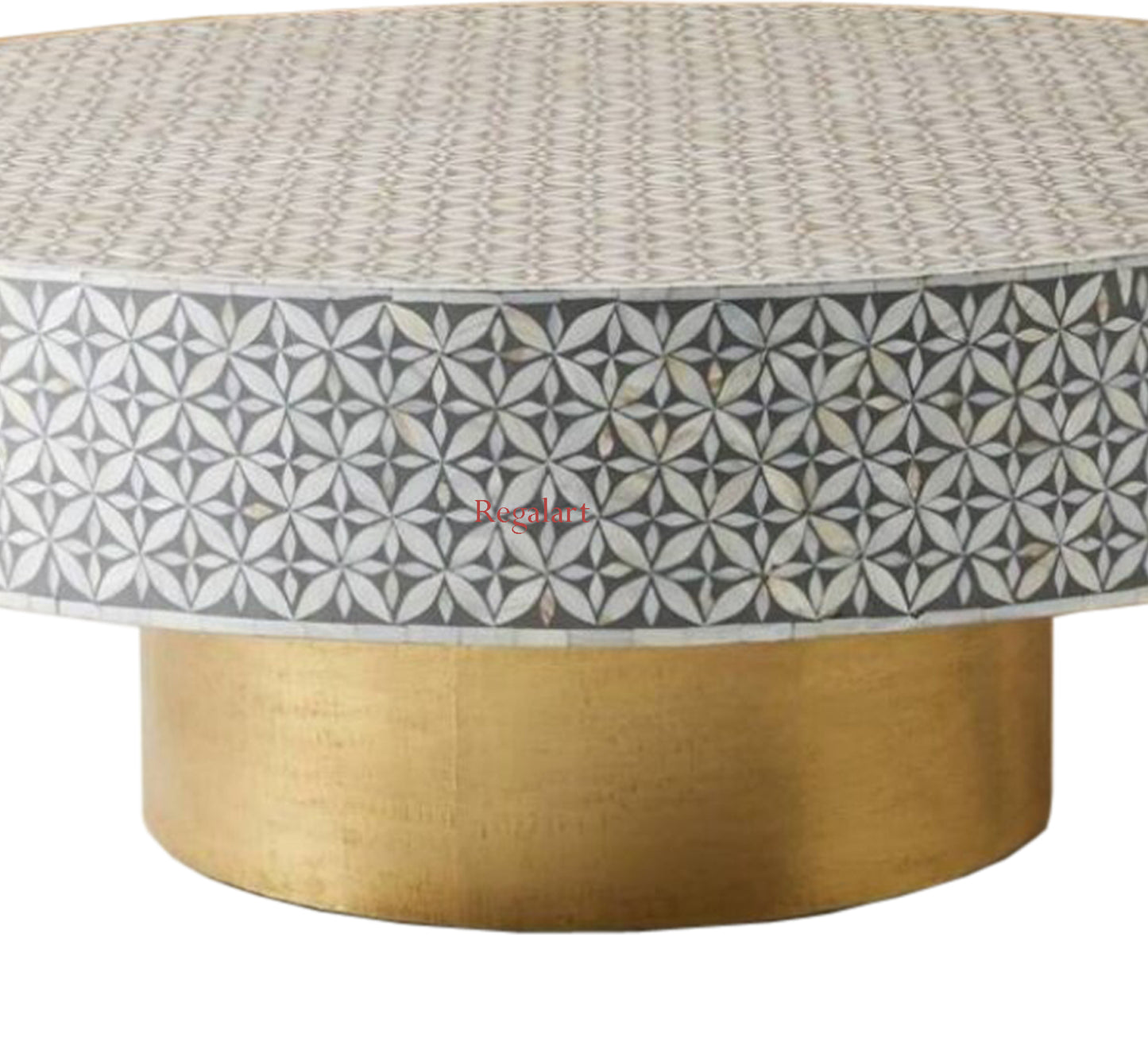 Bone Inlay Unique Design Coffee Table, Centre Table, Bone Round Table Home Decor Art