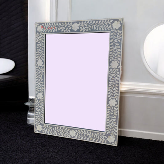 Bone Inlay Floral Pattern Mirror Handmade Gift Home Decor Wall Decor