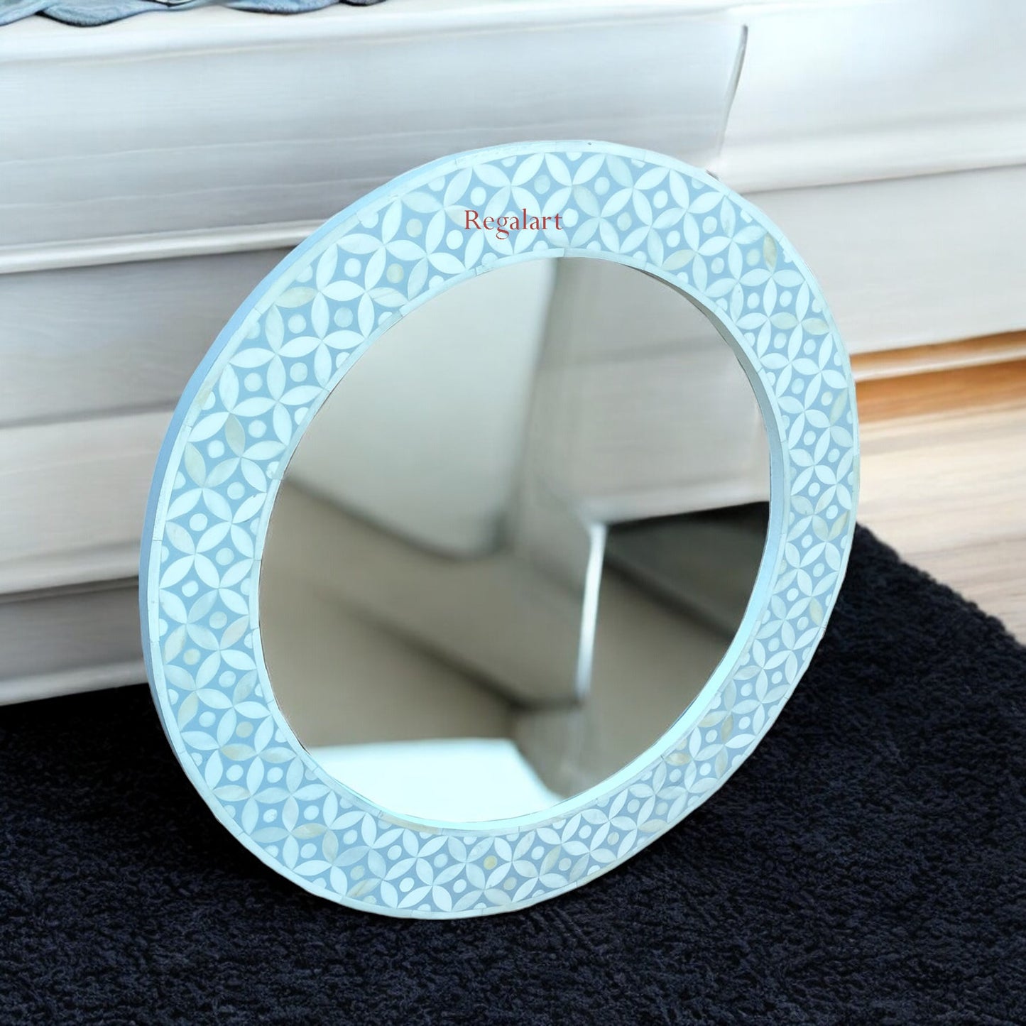 Bone Inlay Round Wall Hanging Mirror Frame Bedroom Mirror Decorative mirror Eye Pattern Mirror Frame