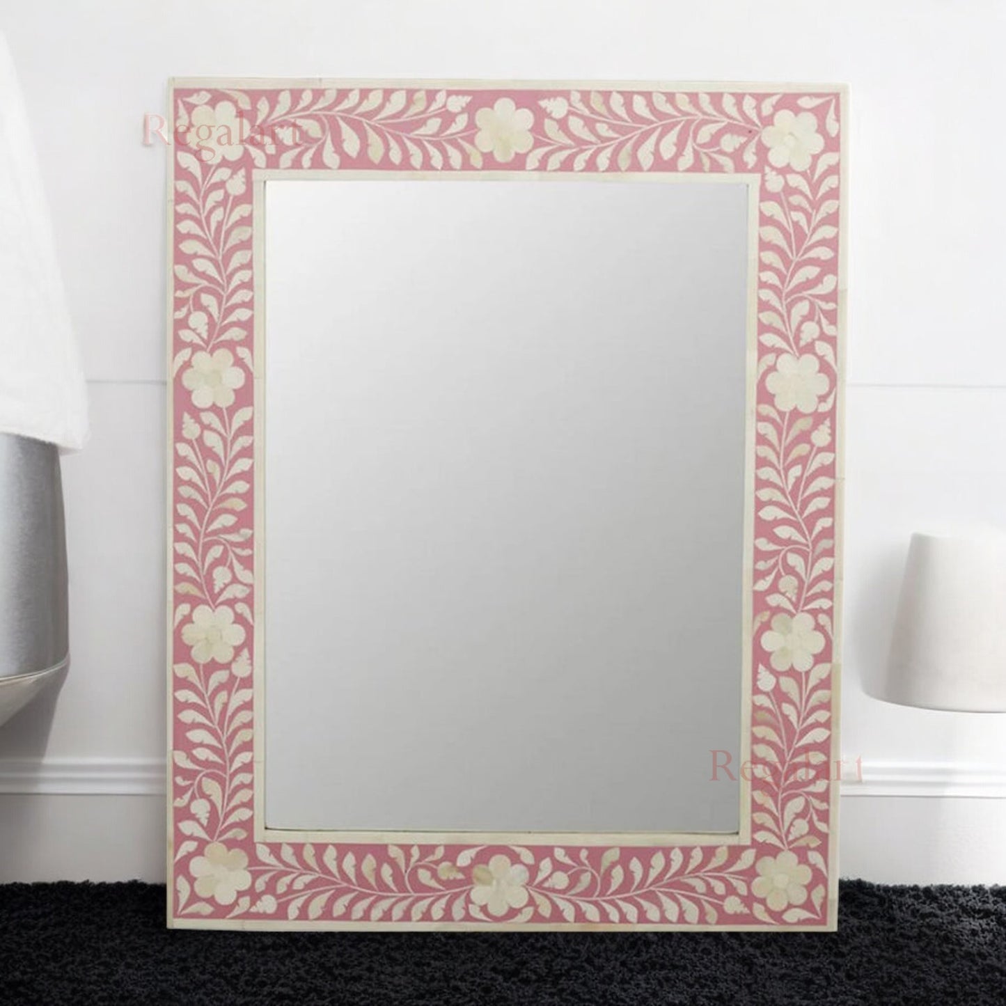 Bone Inlay Wall Mirror Frame Decorative Handmade Home Decor Art