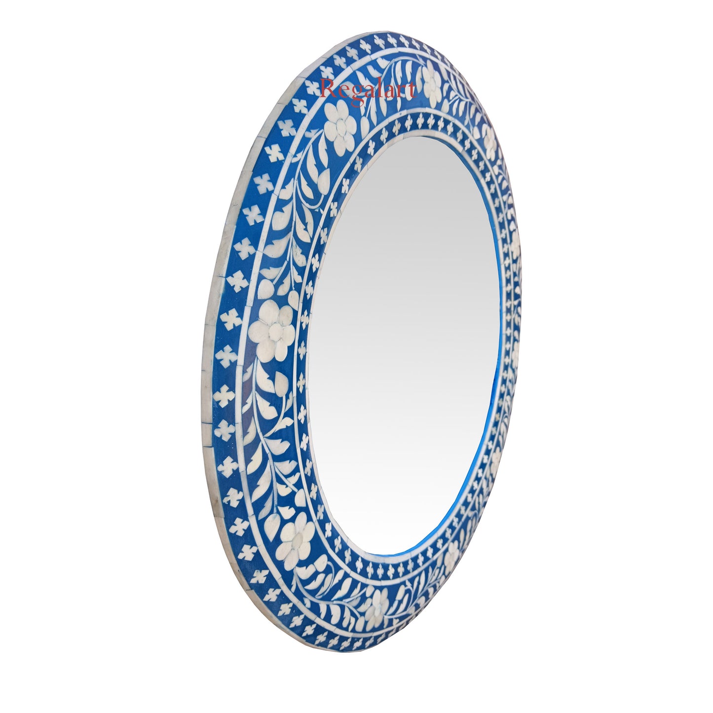 Wall Mirror Frame Handmade Bone Inlay Floral Pattern Bedroom end Home Decor