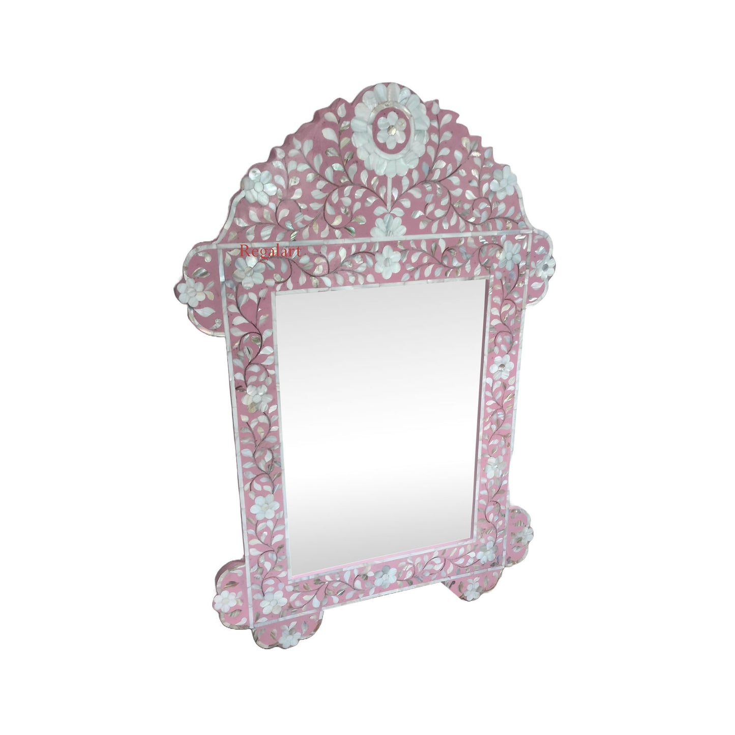 Mother of Pearl Mirror Frame Floral Patten Bathroom Wall Decor Mirror Home Gift Art