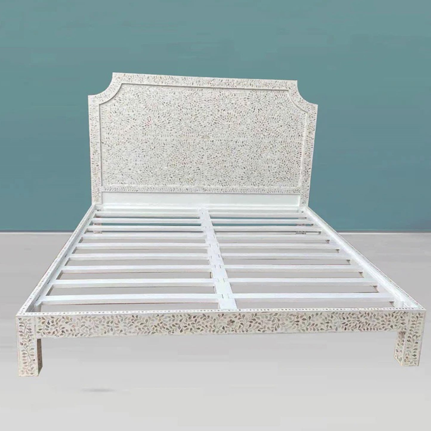Handmade Beautiful Look King And Queen Size Bed, MOP Inlay Bed, Bedroom Décor, Floral Pattern Bed, Bedroom Decor Style Bedroom Furniture