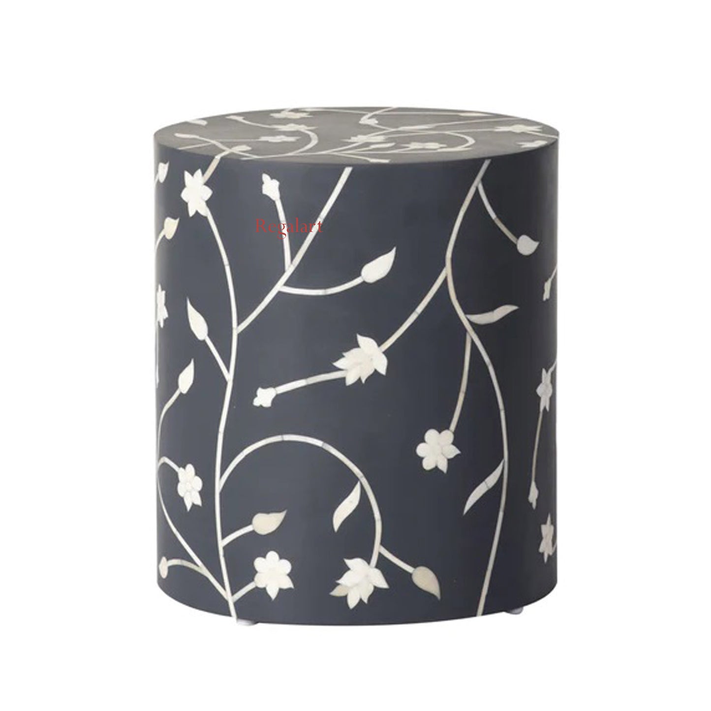 Bone Inlay Round Pettan Stool Floral Design Home Décor Art Stool end Side Table
