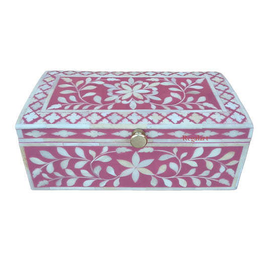 Bone Inlay Floral Design Jewelry Box Decorative Box Artisanal storage box for home Decor Art