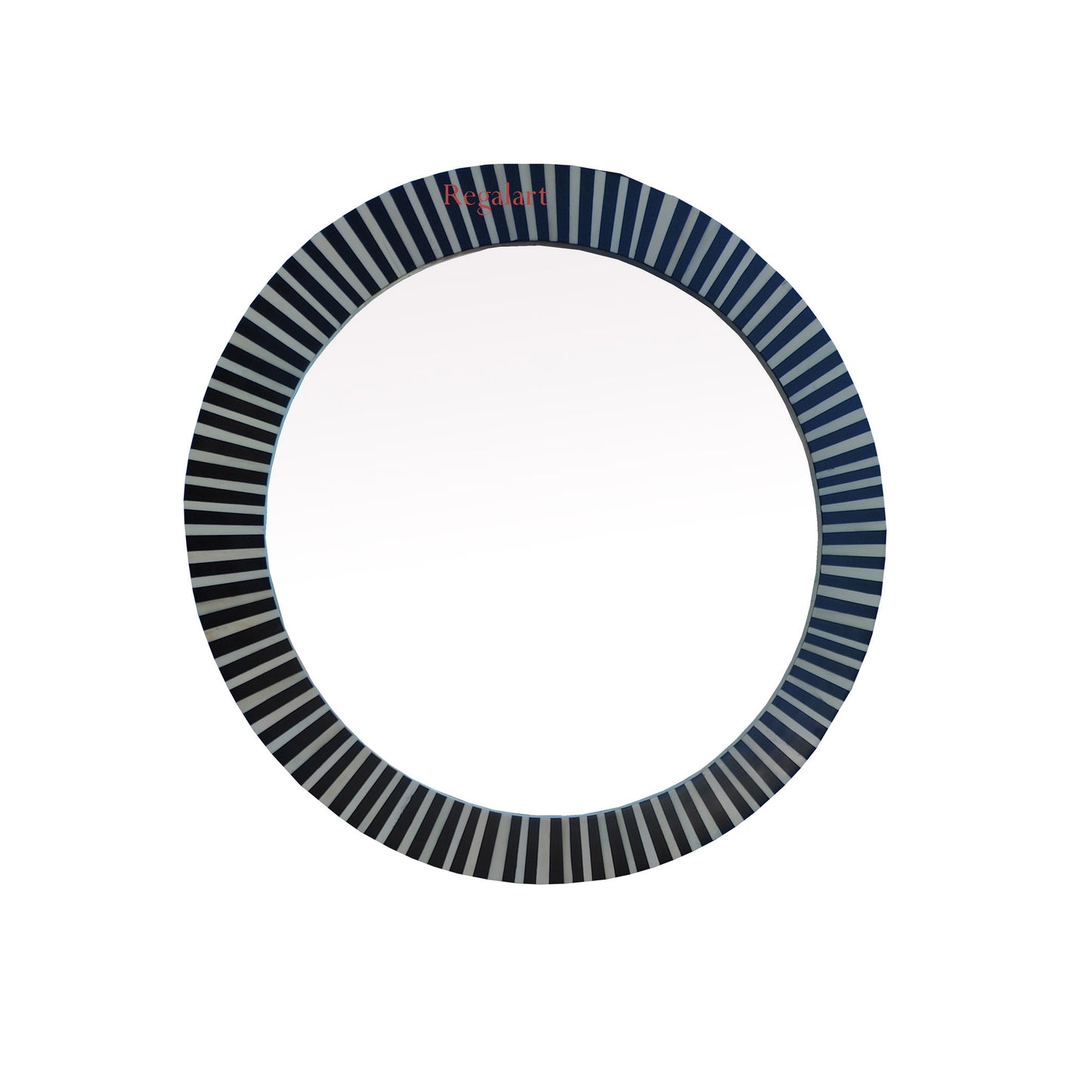 Round Wall Decor Mirror Frame With Bone Inlay Unique Pattern Home Decorative Wall Mirror