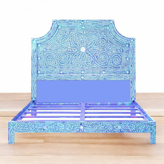 Handmade Beautiful Look King And Queen Size Bed, Bone Inlay Bed, Bedroom Décor, Floral Pattern Bed, Bedroom Decor Style Bedroom Furniture