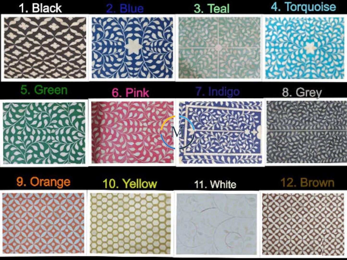 Bone Inlay End Table Side Table Floral Art Decorative Vintage Style Home Decor