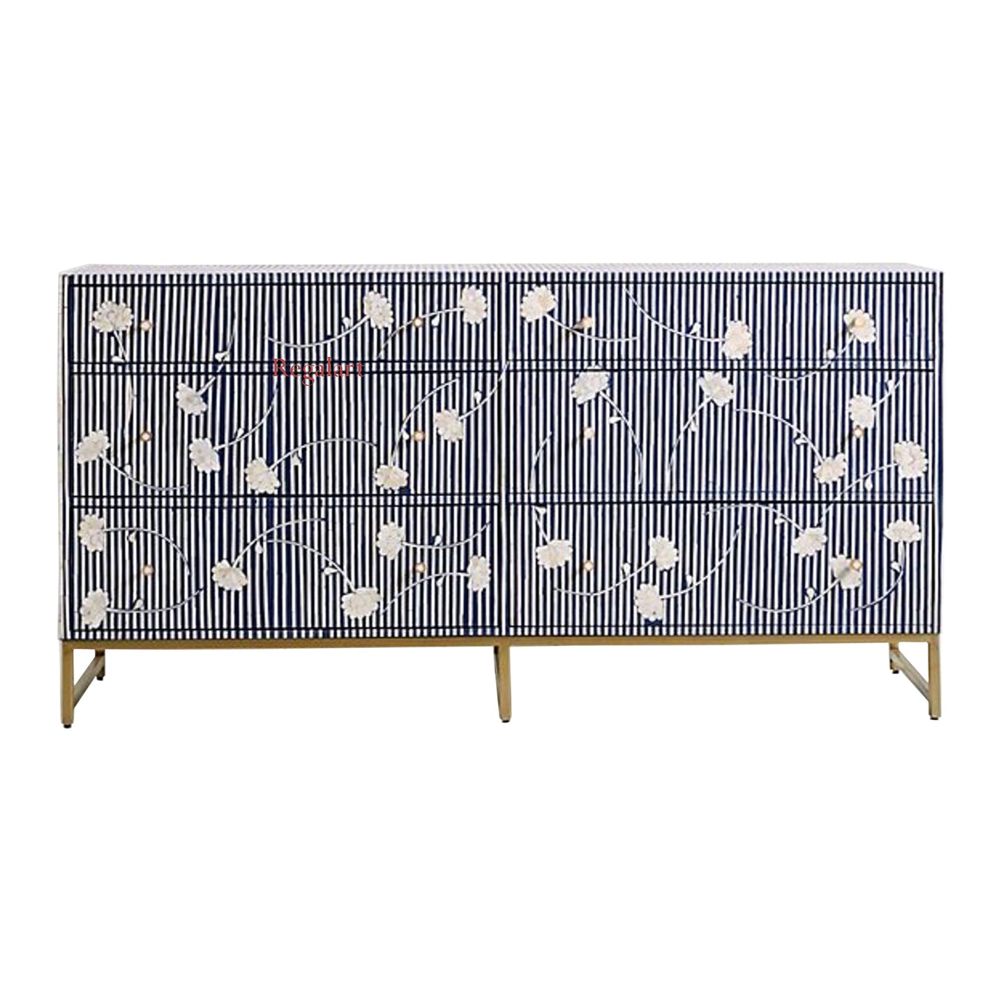 Bone Inlay Unique Design 6 Drawers Chest of Drawers , Bone inlay 6 Drawer Dresser , Bone inlay furniture , Bone inlay cabinet
