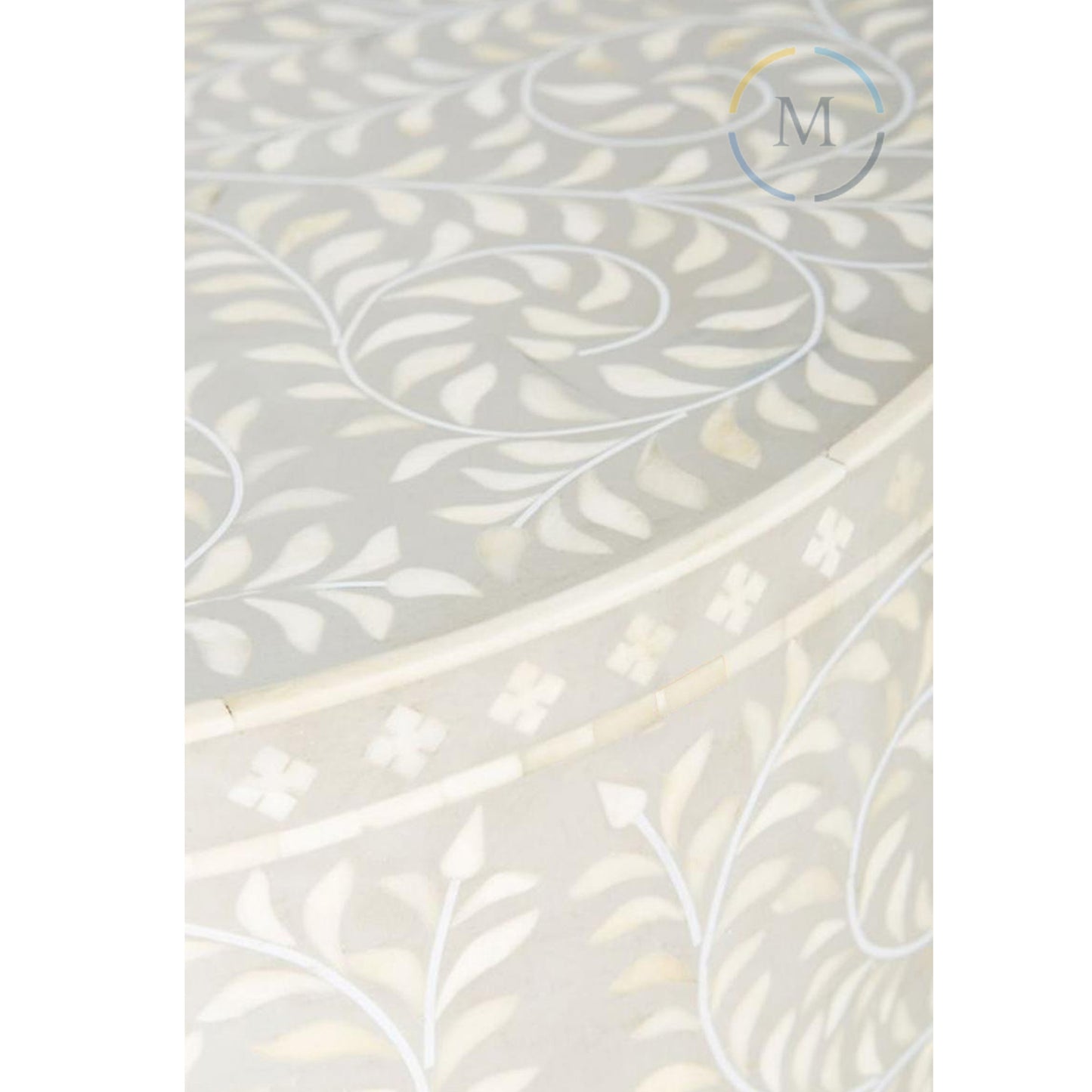 Bone Inlay End Table Side Table Floral Art Decorative Vintage Style Home Decor