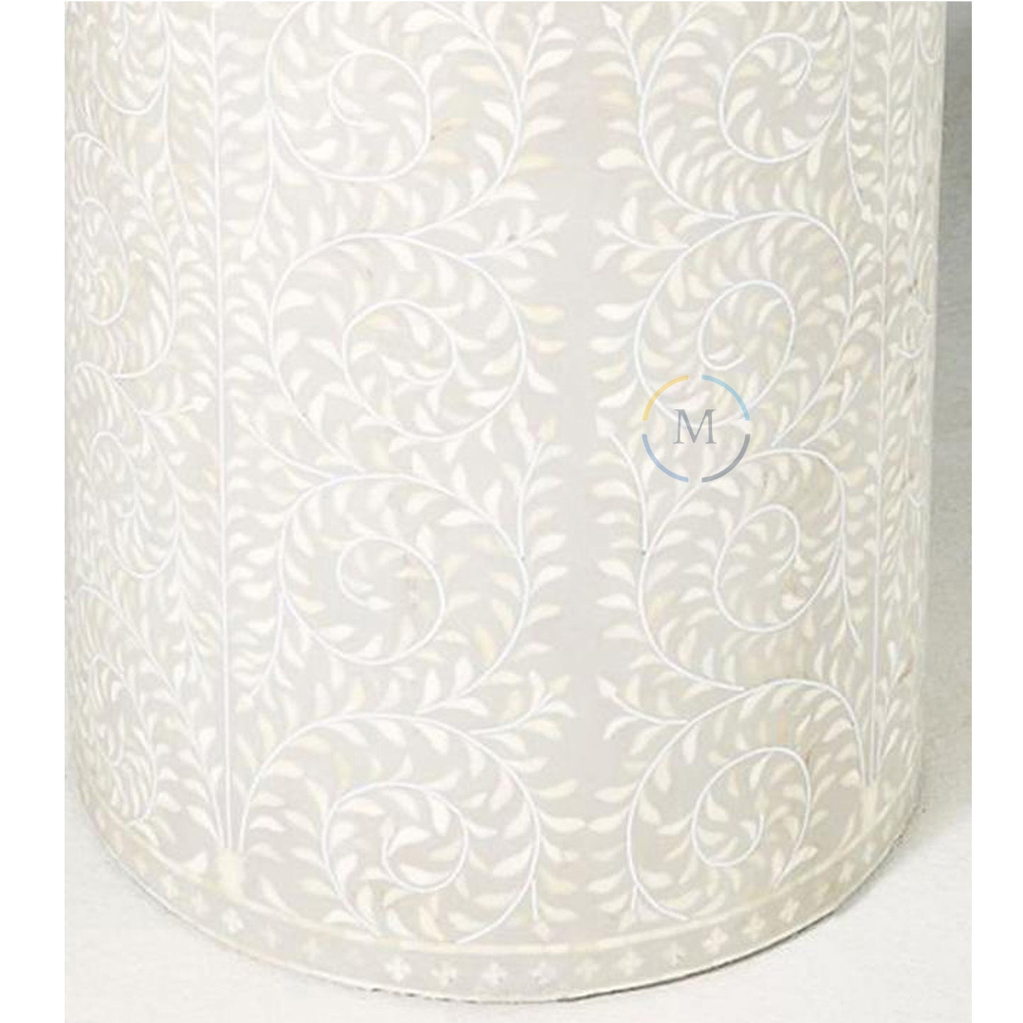 Bone Inlay End Table Side Table Floral Art Decorative Vintage Style Home Decor