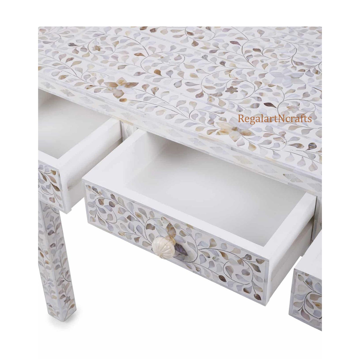 Mother Of Pearl Inlay Floral Pattern Console Table Living Room Decor Entryway Table