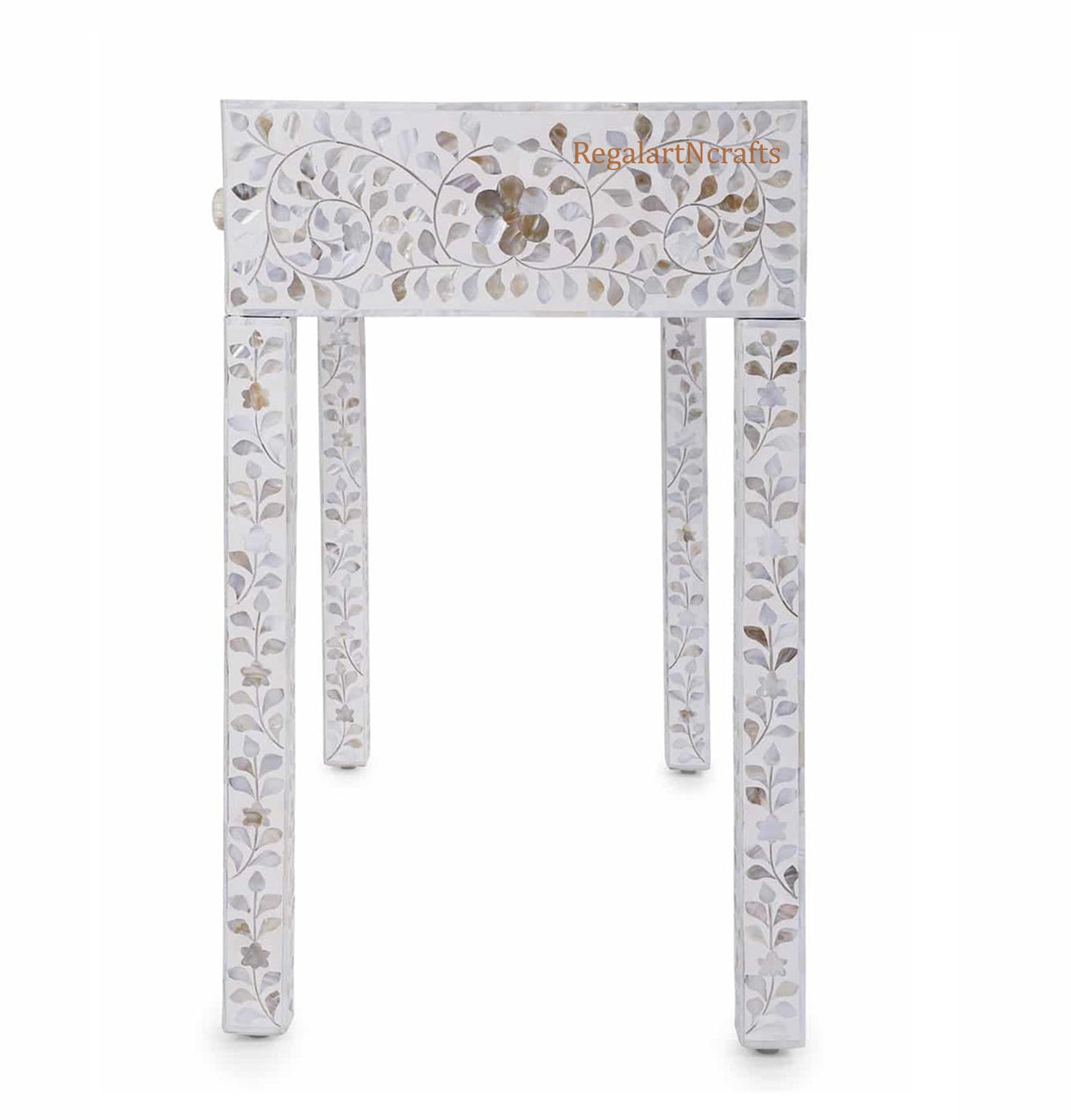 Mother Of Pearl Inlay Floral Pattern Console Table Living Room Decor Entryway Table