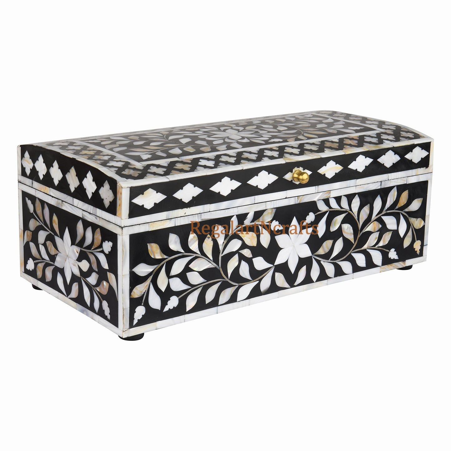 Mother of Pearl Inlay Box Jewellery Storage Handmade Floral Art Home Decor Gift