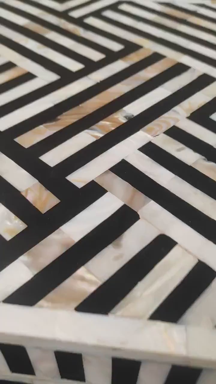 Handmade Mother Of Pearl Inlay Wooden Modern Strip Pattern Bedside/Sidetable/Nightstand with 1 Drawer and 2 Door Furniture with freeshipping